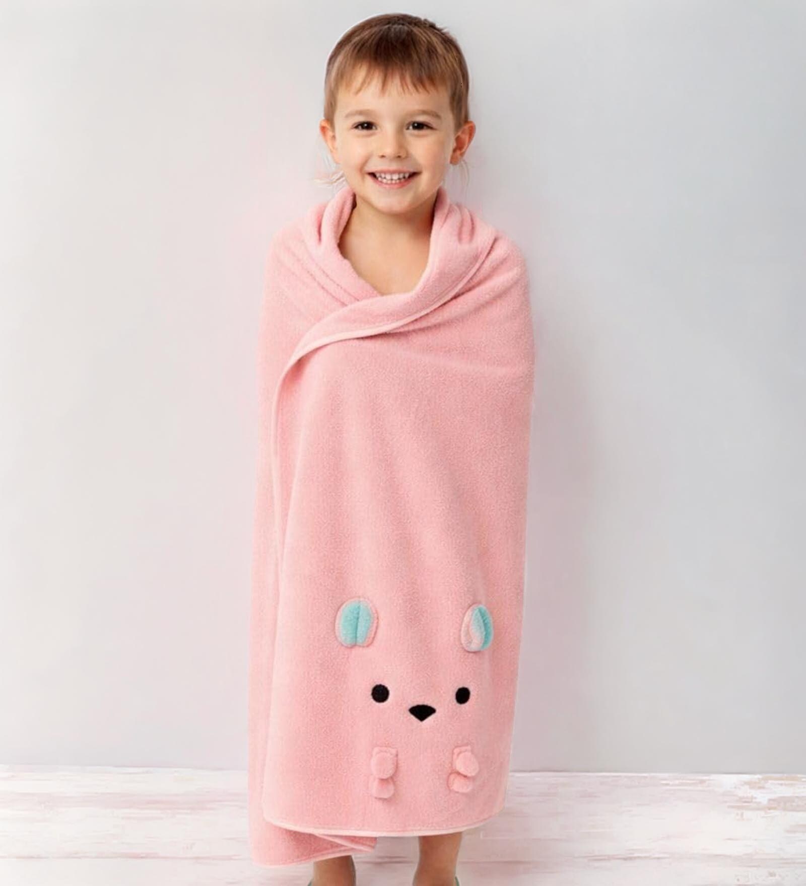 Pink Premium Microfiber Kids Bath Towel