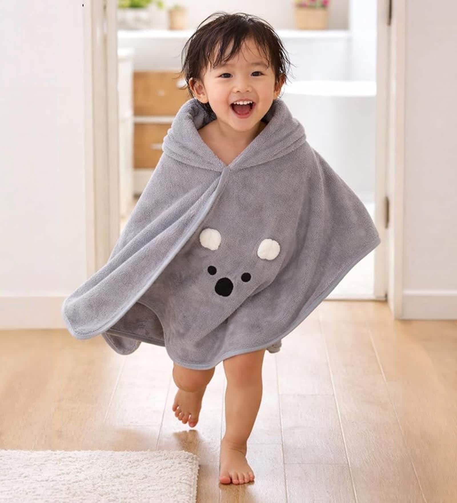 Grey Premium Microfiber Kids Bath Towel