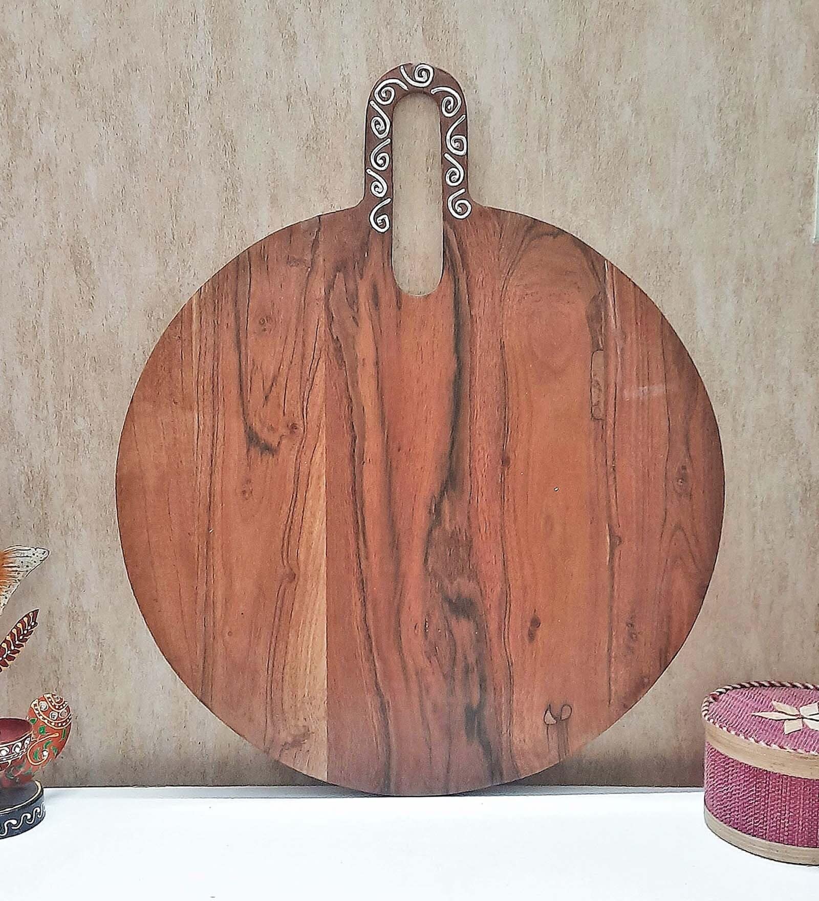Premium Natural Brown  Handpainted  Wood  Chopping Board