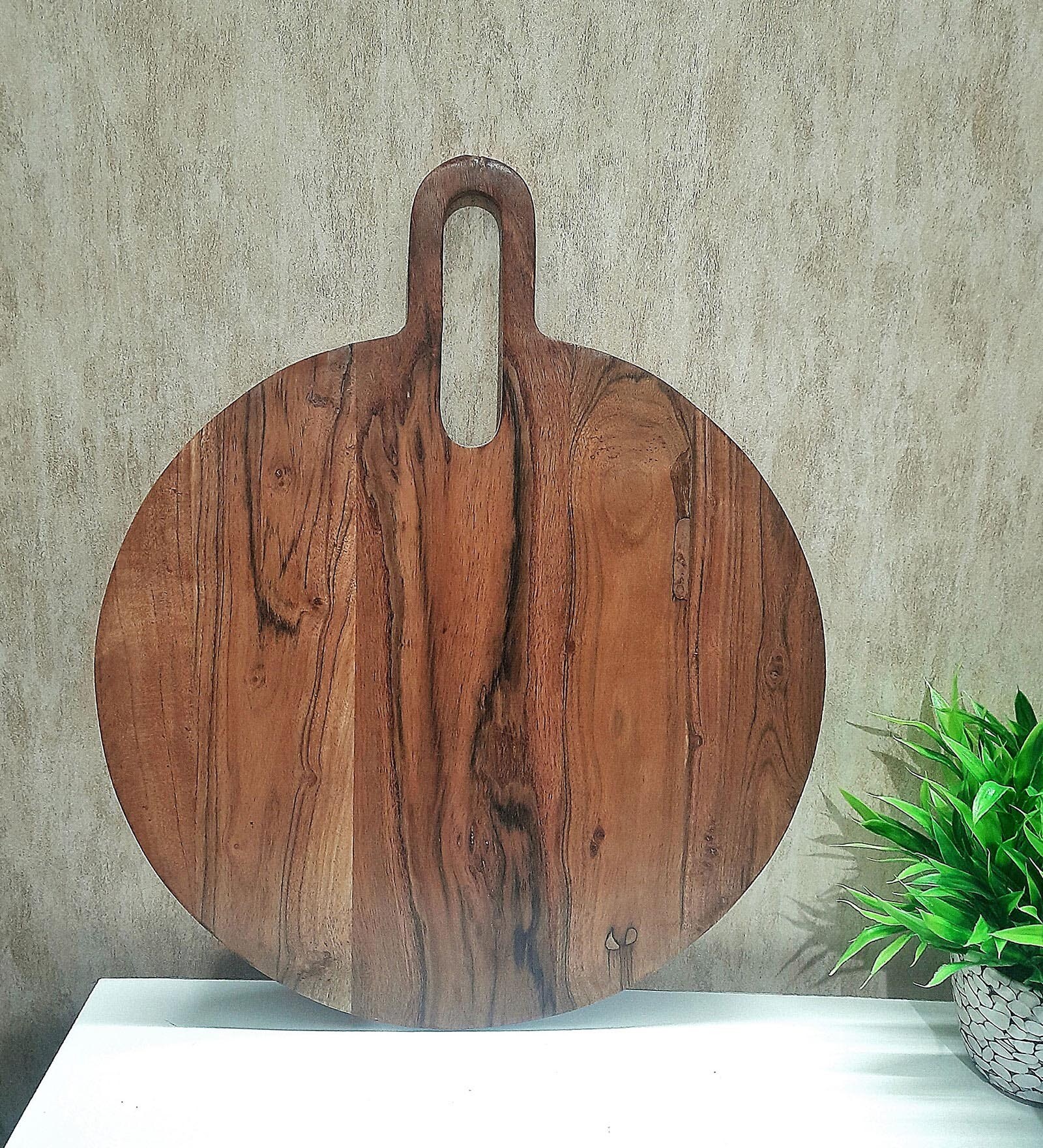 Premium Natural Brown  Handpainted  Wood  Chopping Board