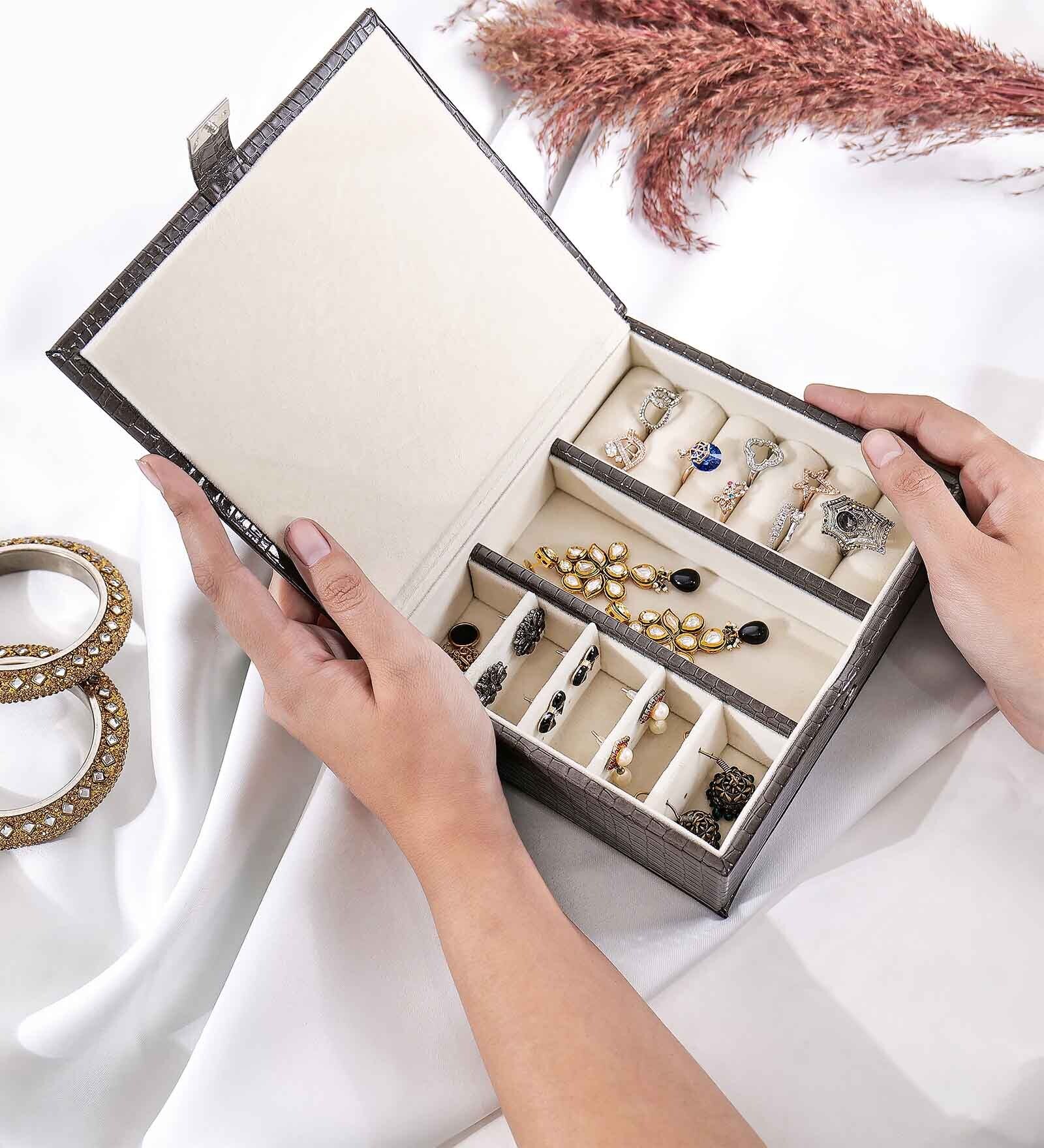 Grey Premium Portable Jewellery Storage Box