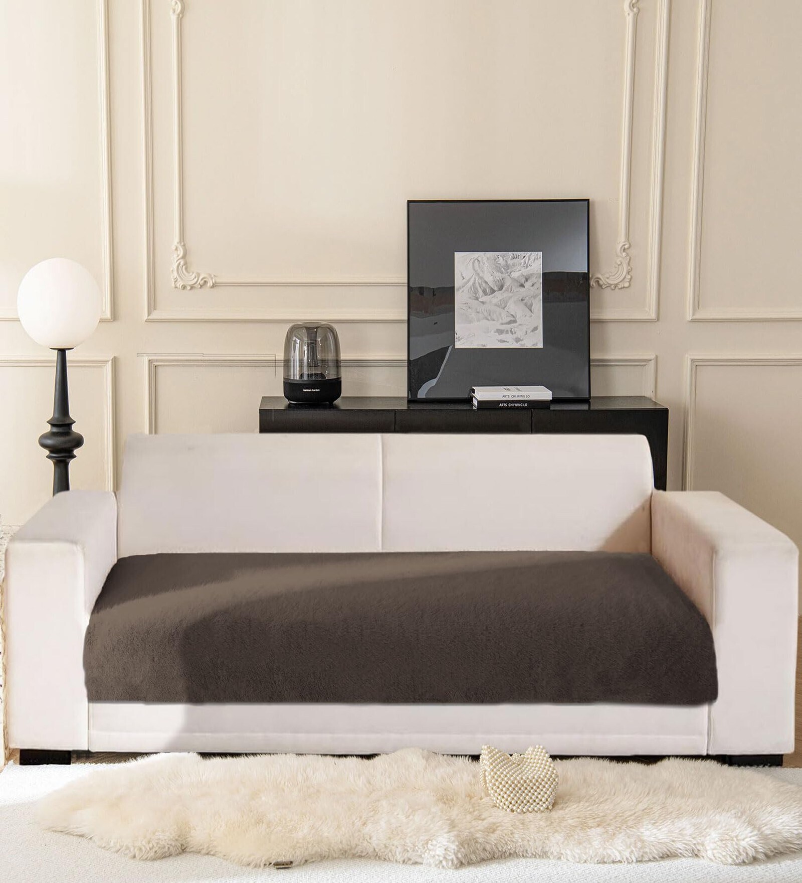Chocolate Rabbit Fur 3 Seater Sofa Cover