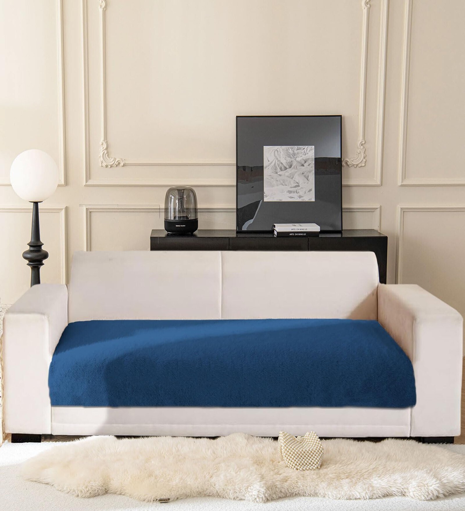 Teal Rabbit Fur 3 Seater Sofa Cover