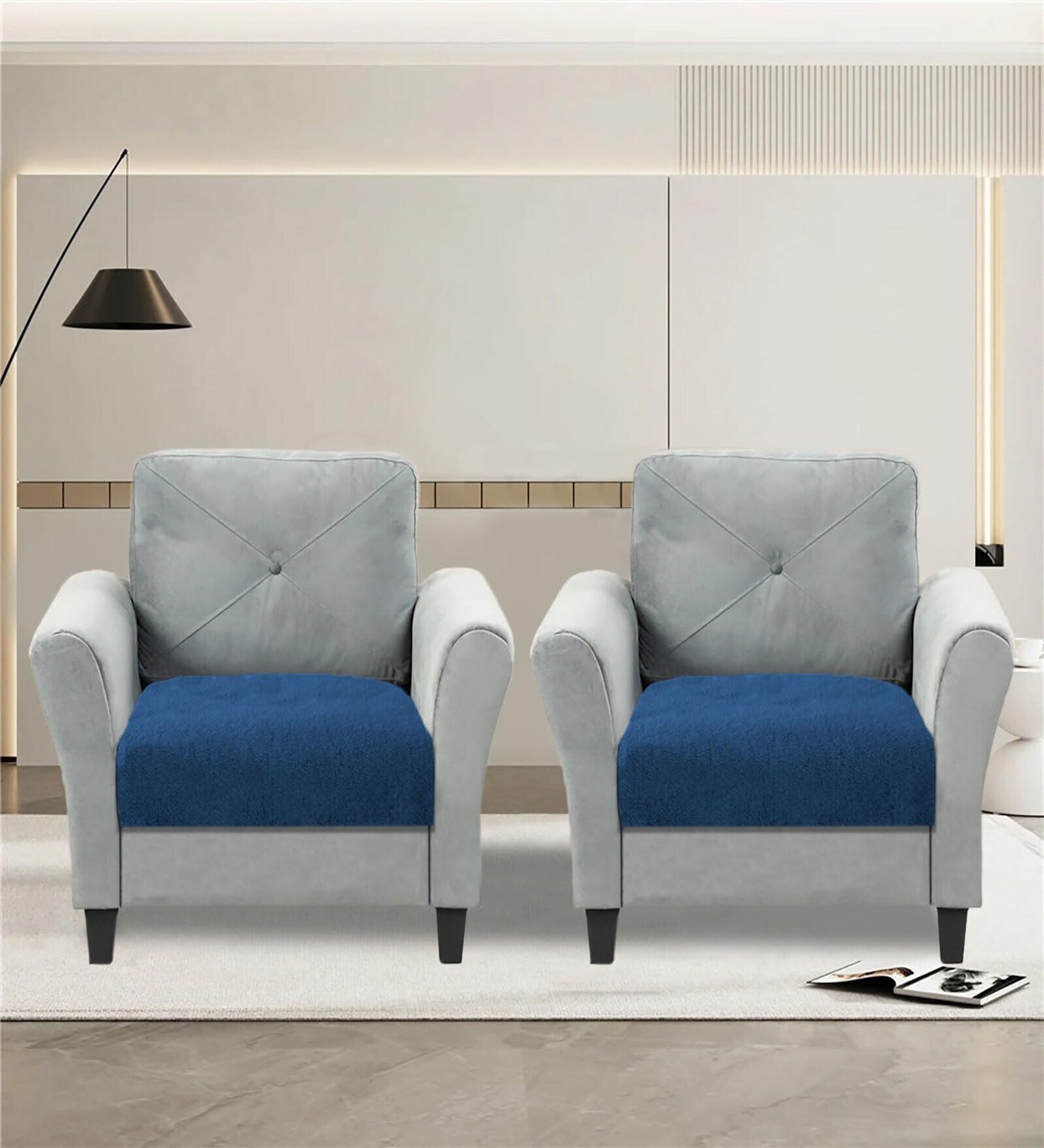 Teal Rabbit Fur 1 Seater Sofa  Cover Pack of 2
