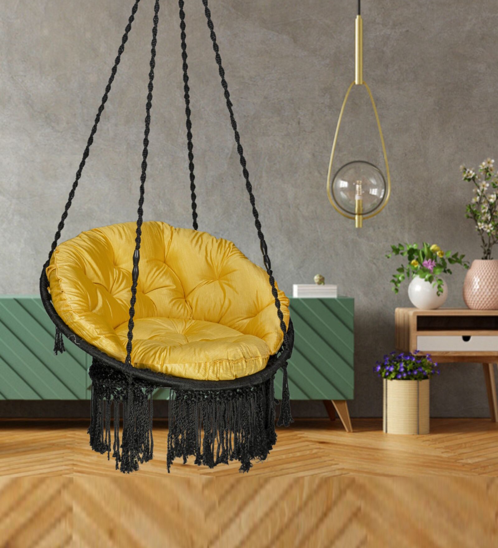 Buy Premium Fabric Swing in Lemon Yellow at 100 OFF by Patiofy Pepperfry