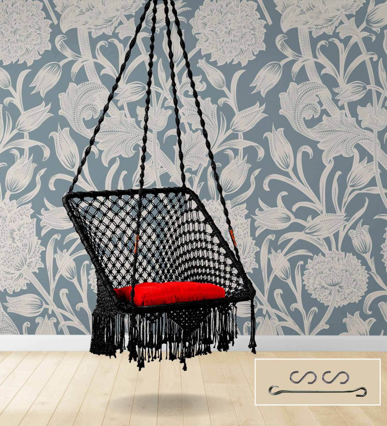 Premium Square shape Fabric Swing in Black & Red Colour