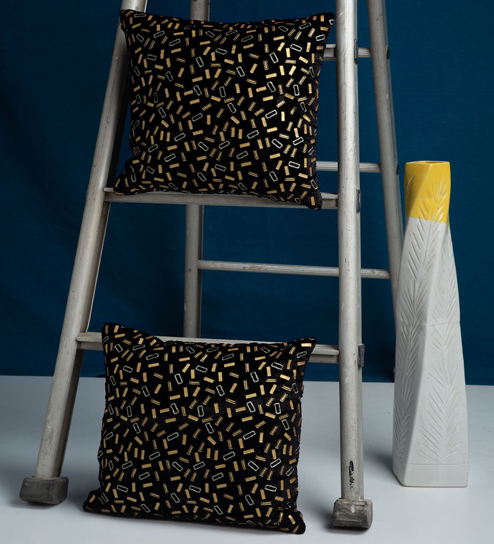 Buy Black Solid 16 X16 Inch Cushion Covers (Set Of 2) by Hosta Homes at