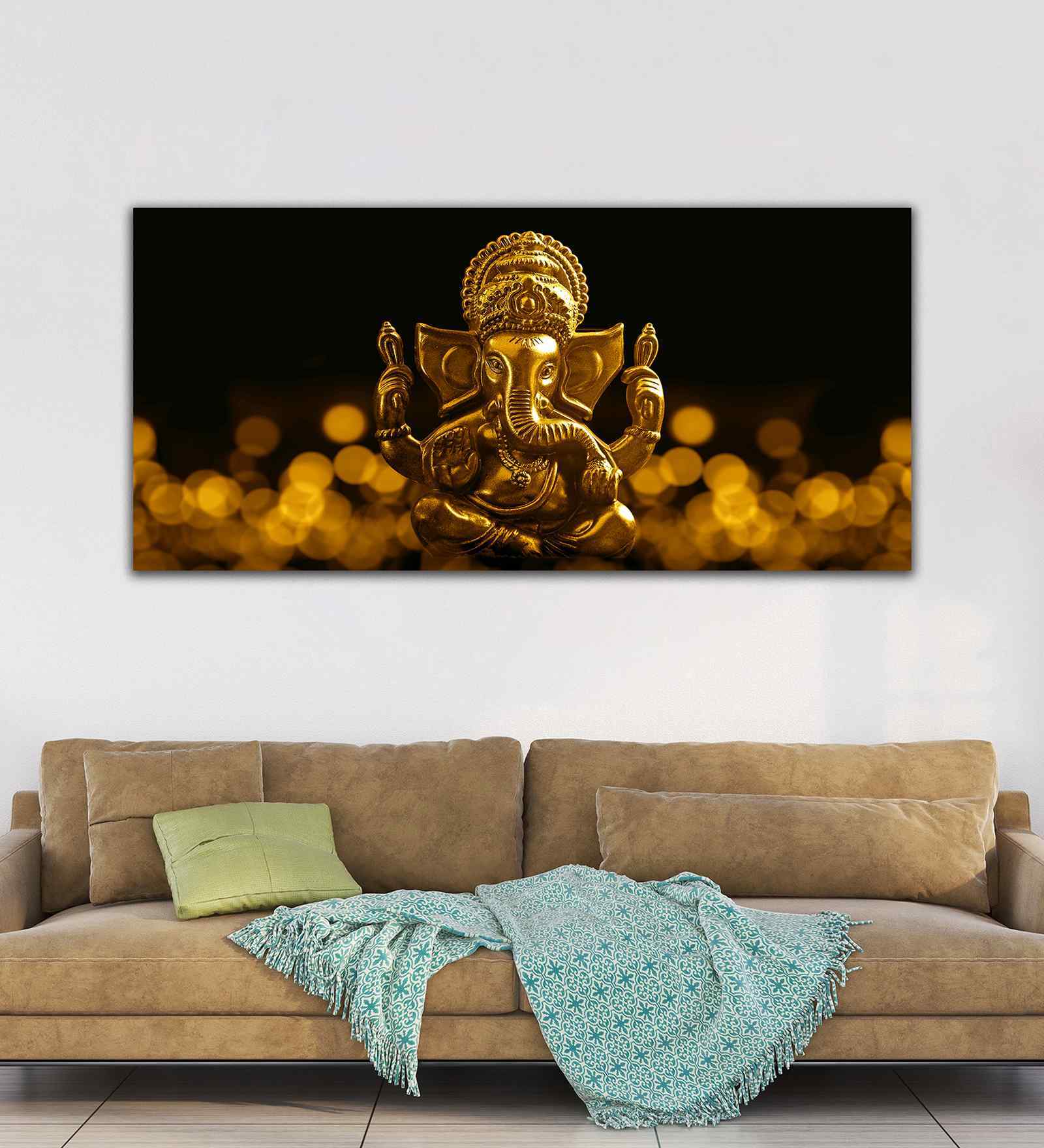 Golden Lord Ganesha Premium Wall Painting