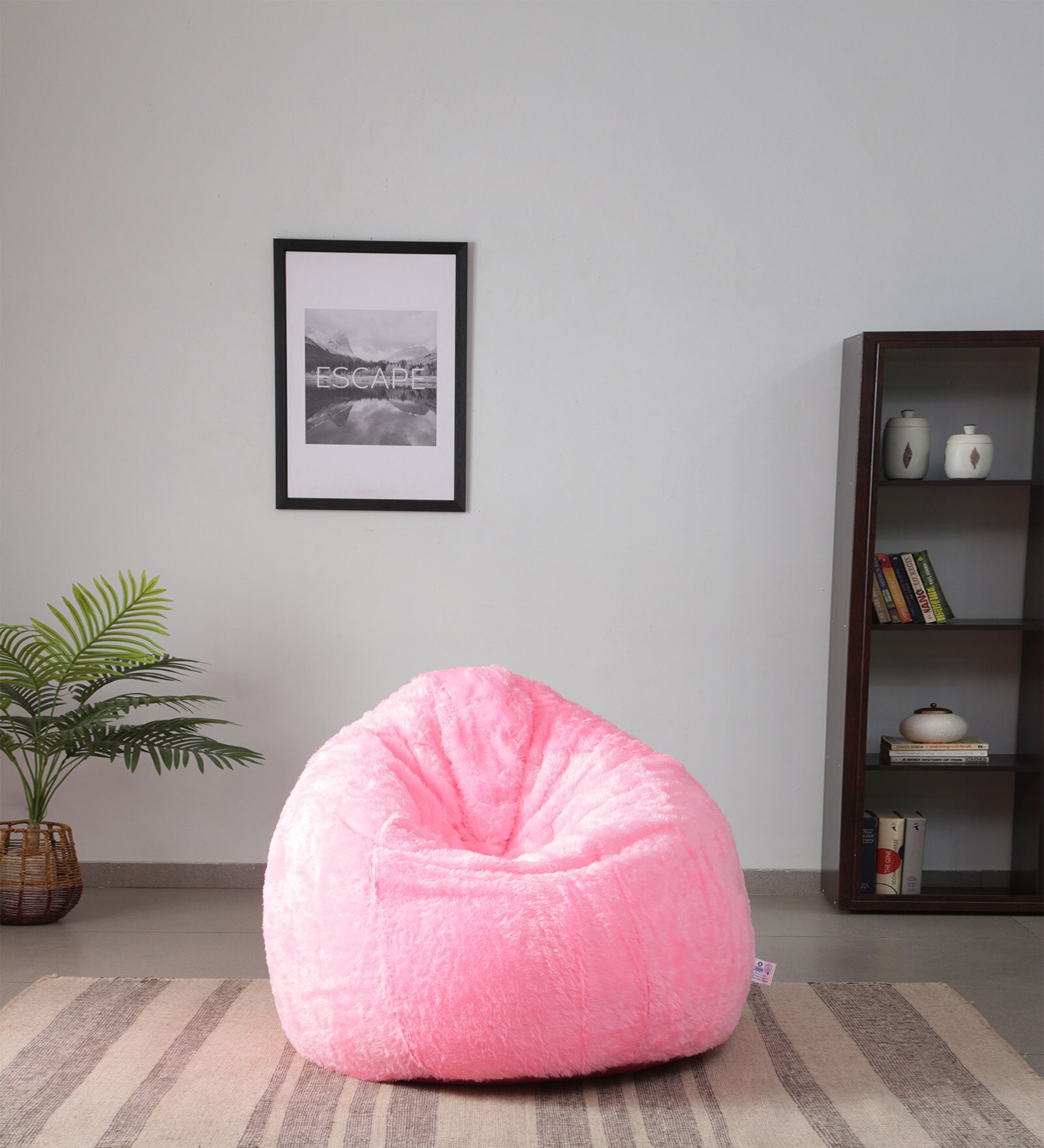 Buy Premium XXL Fur Bean Bag with Beans in Pink Colour at 7 OFF by