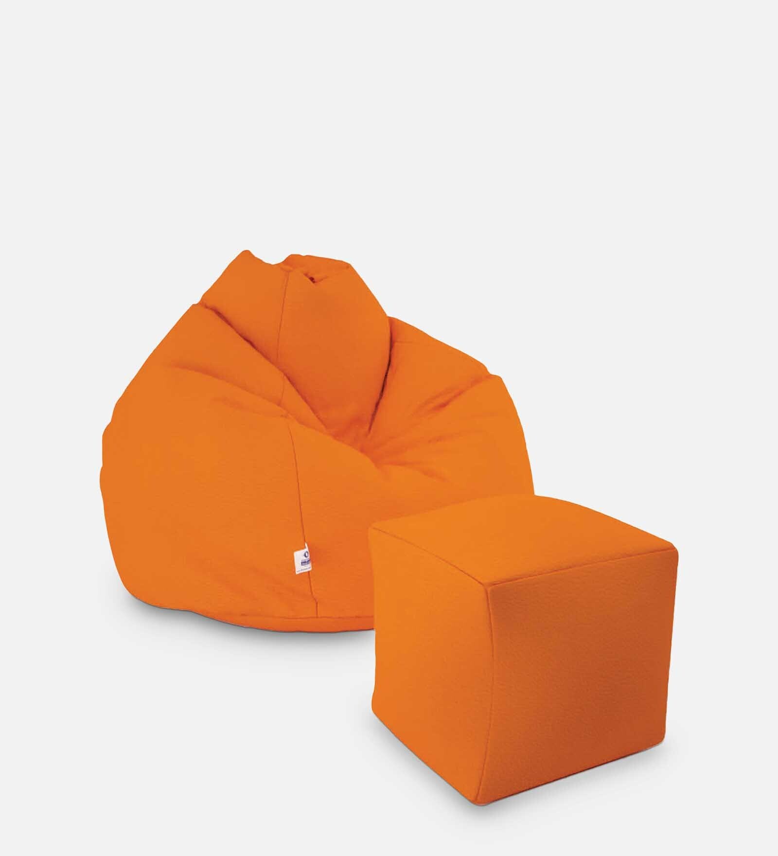 Buy Premium XXXL Size Bean Bag & Foot Stool with Beans in Yellow Colour