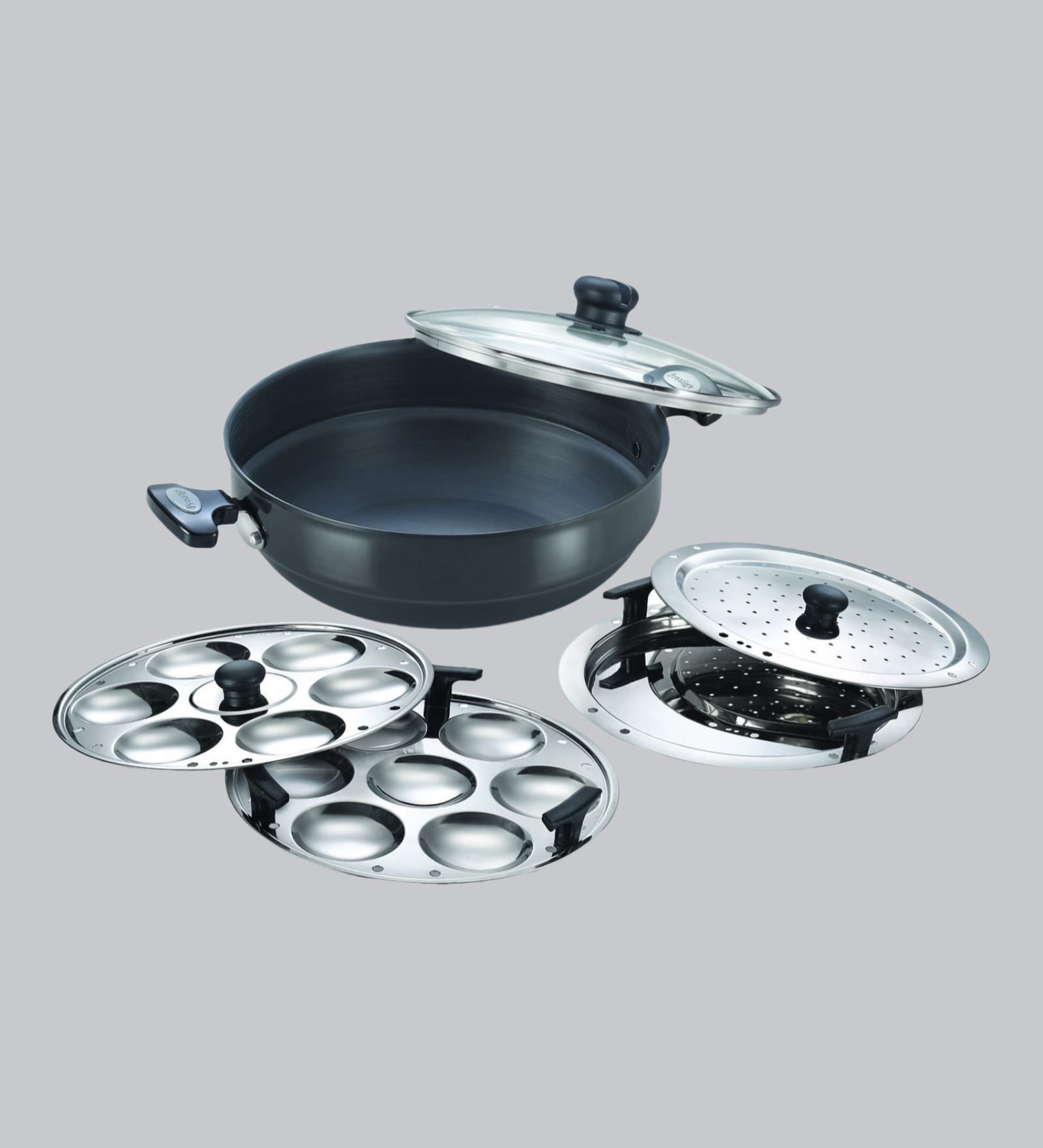 Multipurpose Aluminium Idli Pot with Lid Set of 5