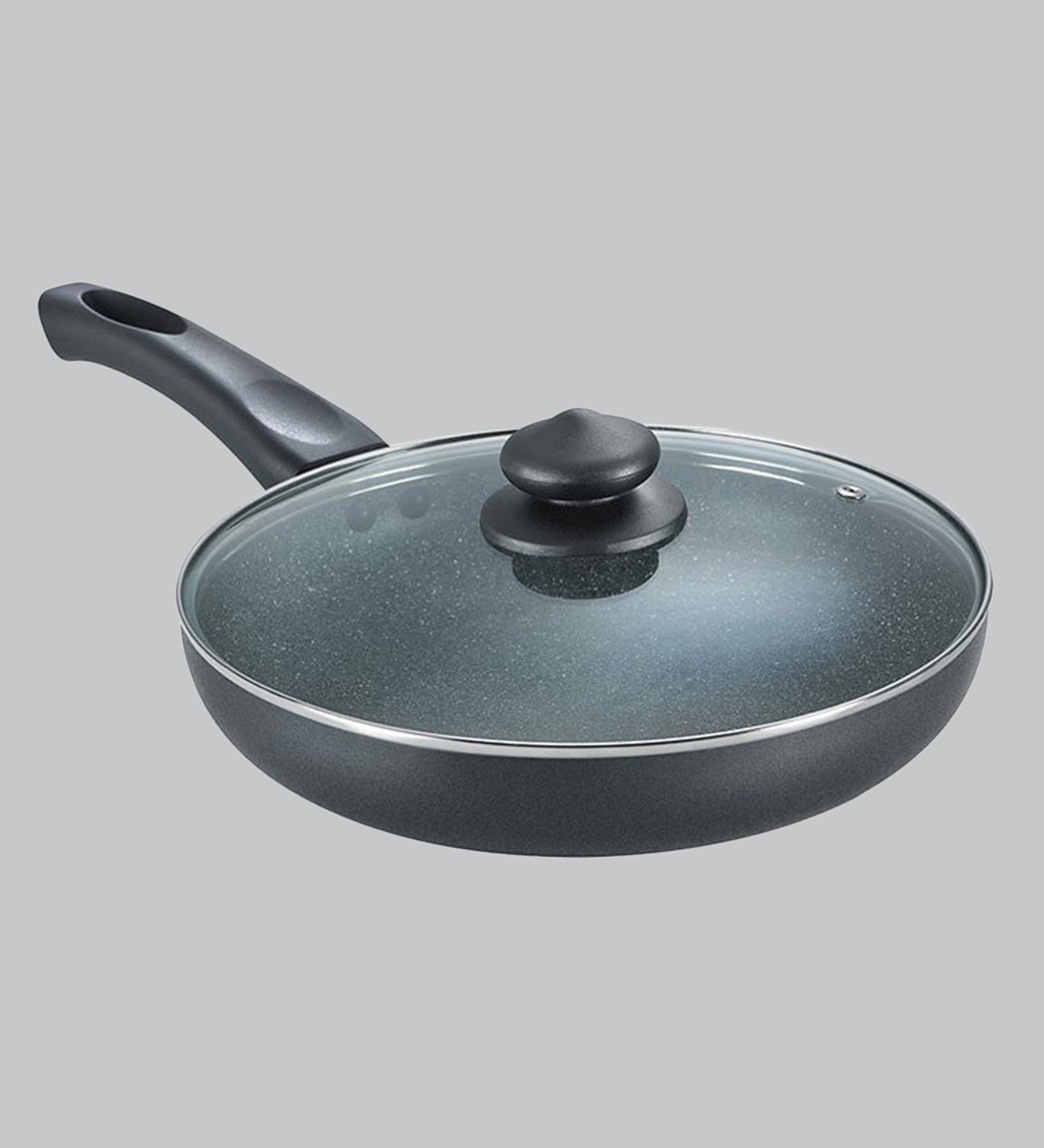 Prestige Dlx Granite Black Fry Pan with Lid,260mm