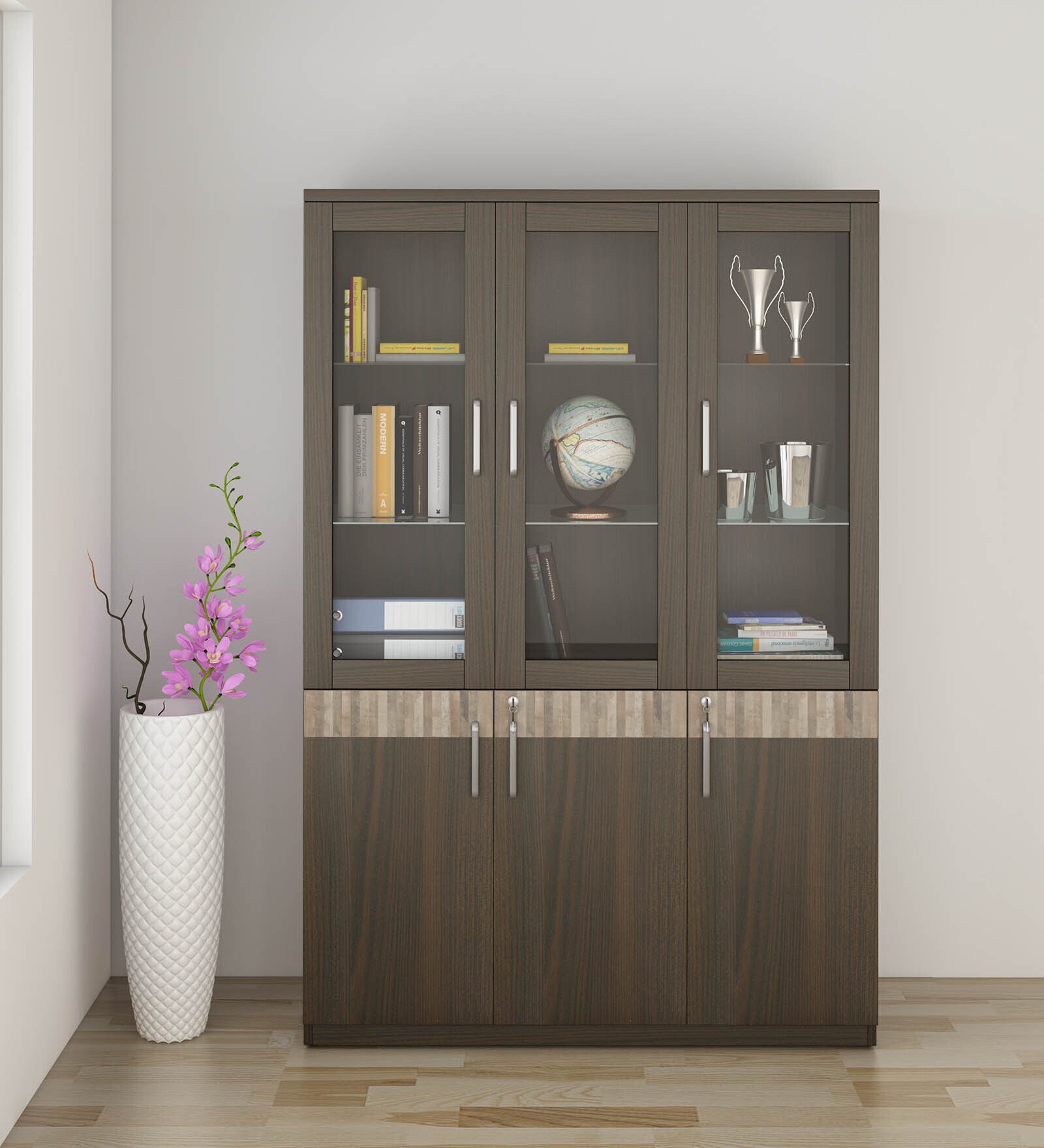Prestige Large Book Case In Fumed Oak Finish