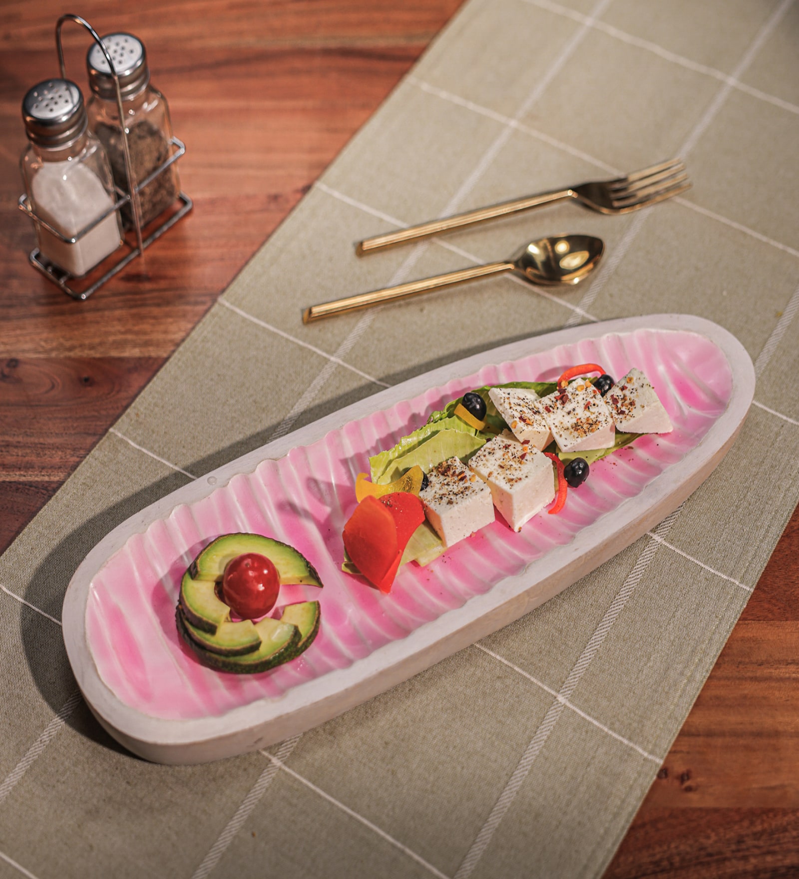 Pretty in Pink Mango Wood Serving Plate with Enamel