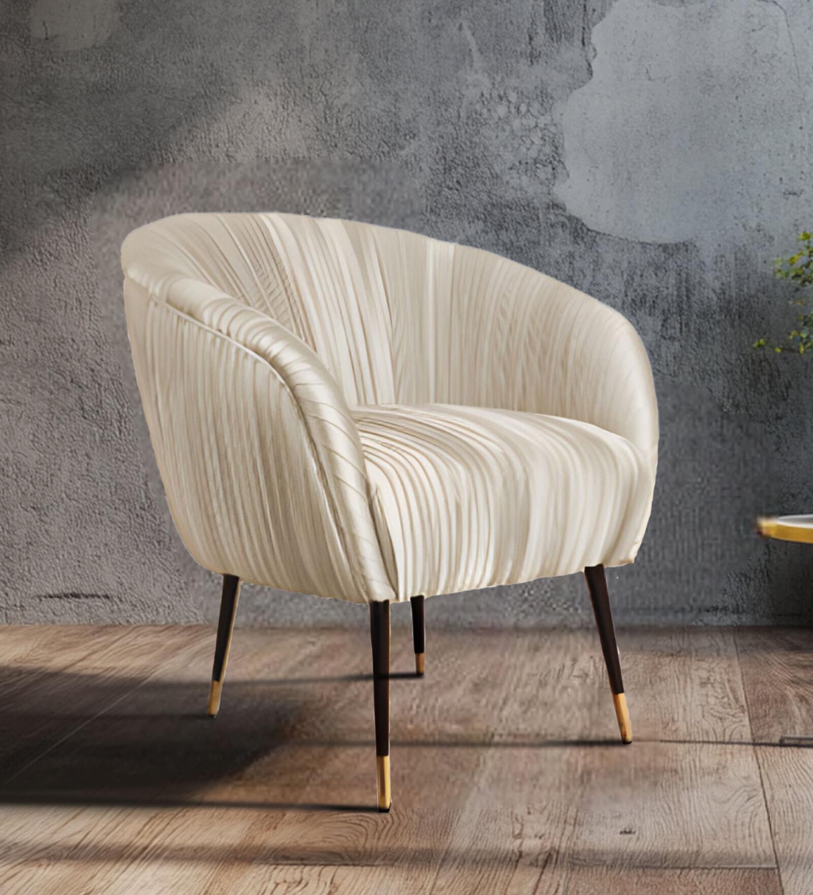 Pleates Fabric Lounge Chair Silver Colour