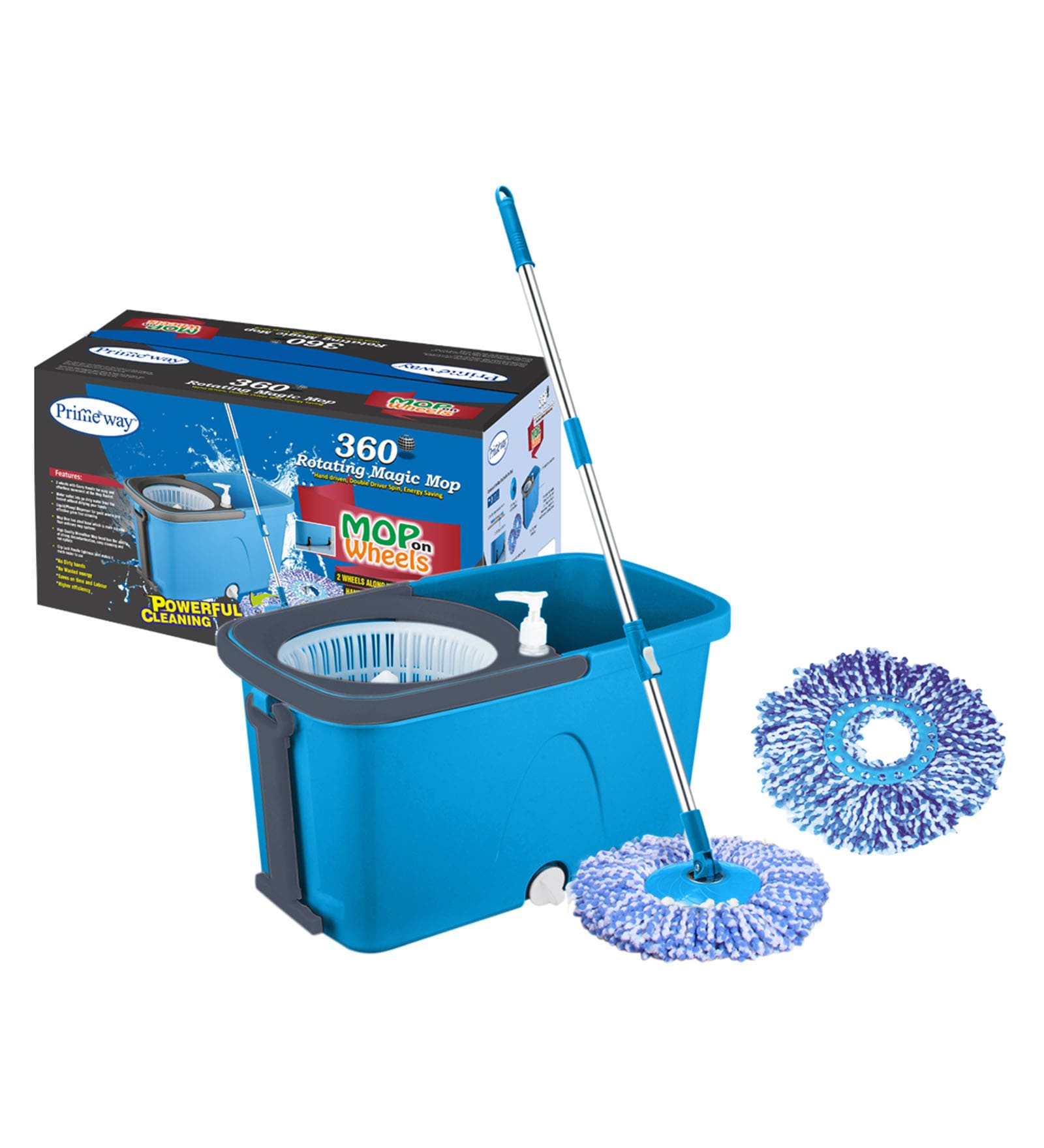 Buy Primeway Stainless Steel & Polyester Executive Mop on 2 Wheels with