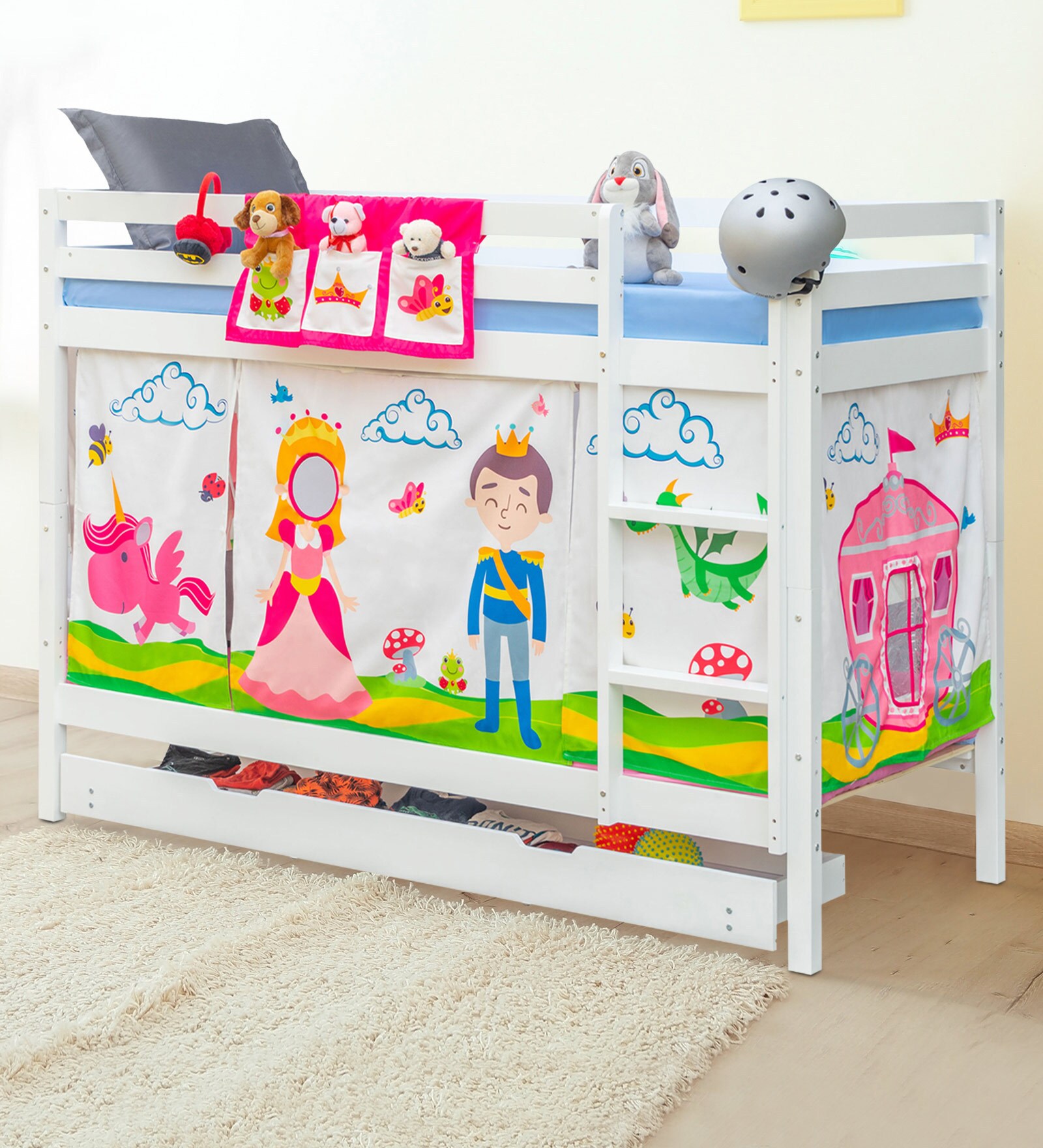 Princess Bunk Bed with Pull Out Bed in Pink