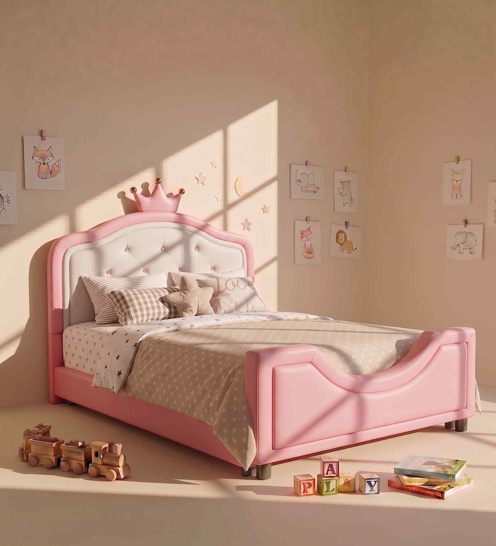 Princess Guard Pink Kids Twin Bed In Pink colour