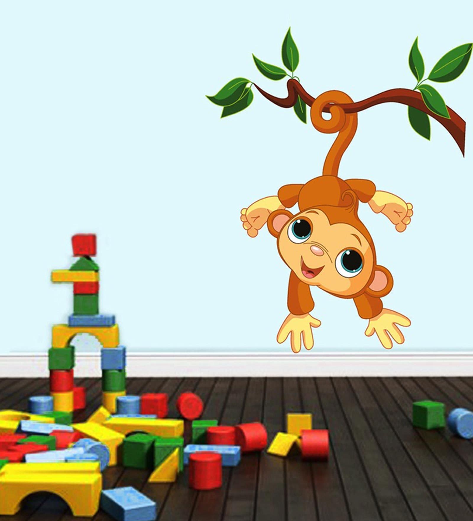 Happy Hanging Monkey On Tree Branches Wall Sticker
