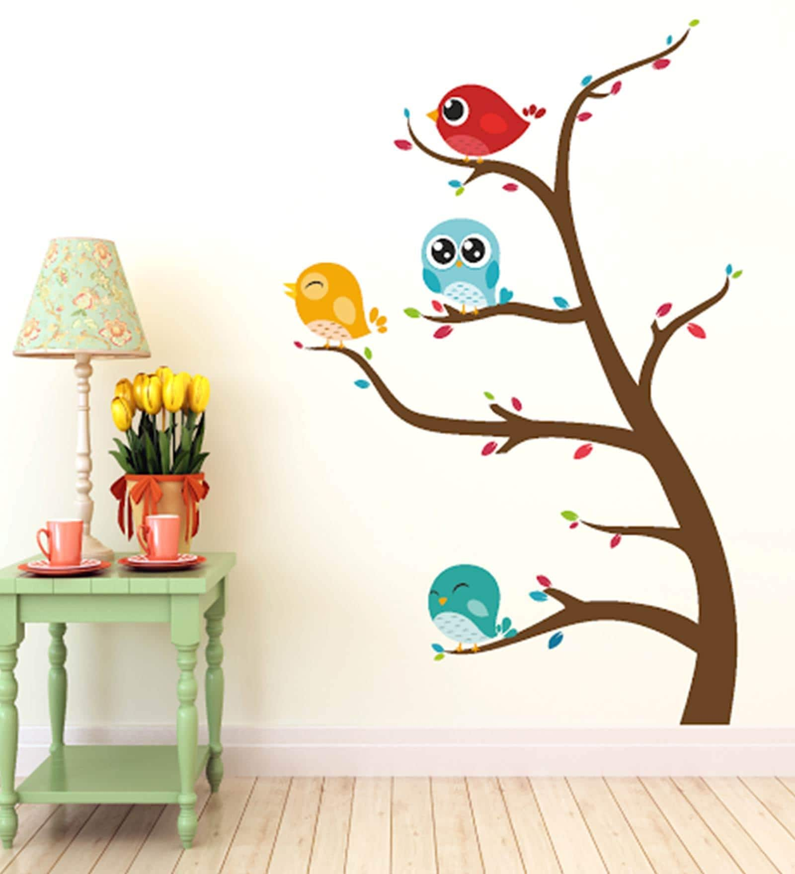 Pvc Wall Stickers Beautiful Birds On Tree