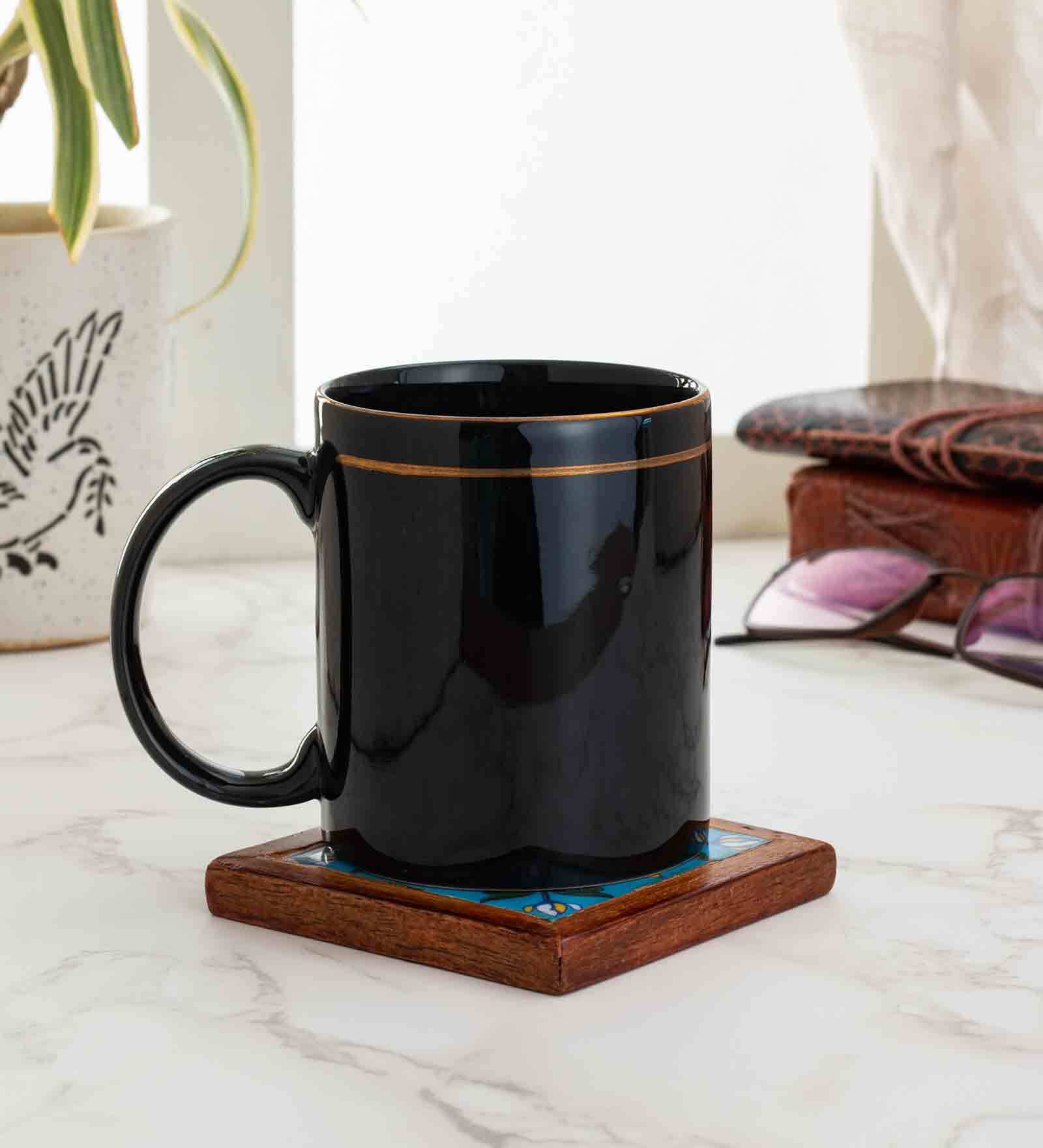 Buy Glossy 320ml Black & Gold Ceramic Coffee Mug at 17% OFF by Clay ...