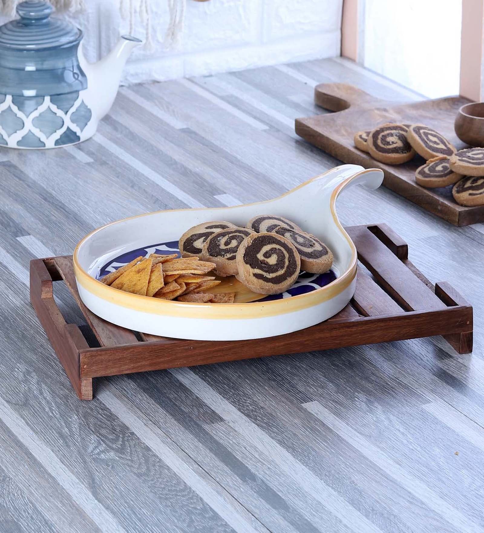 Printed Wite & Blue 8 Inch Ceramic Appetizer Platter