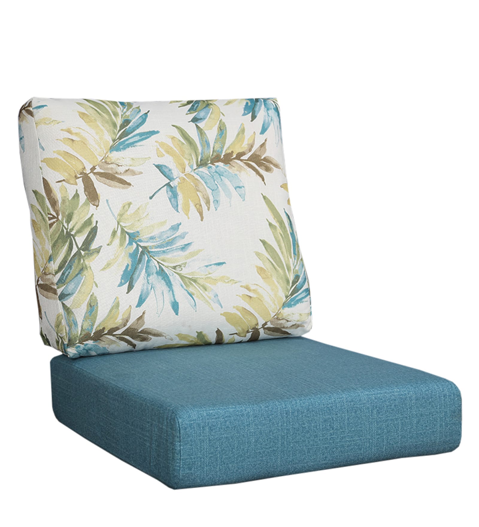 Buy Printed Fabric Sofa Cushion Set (Floor + Back Cushion) in Teal