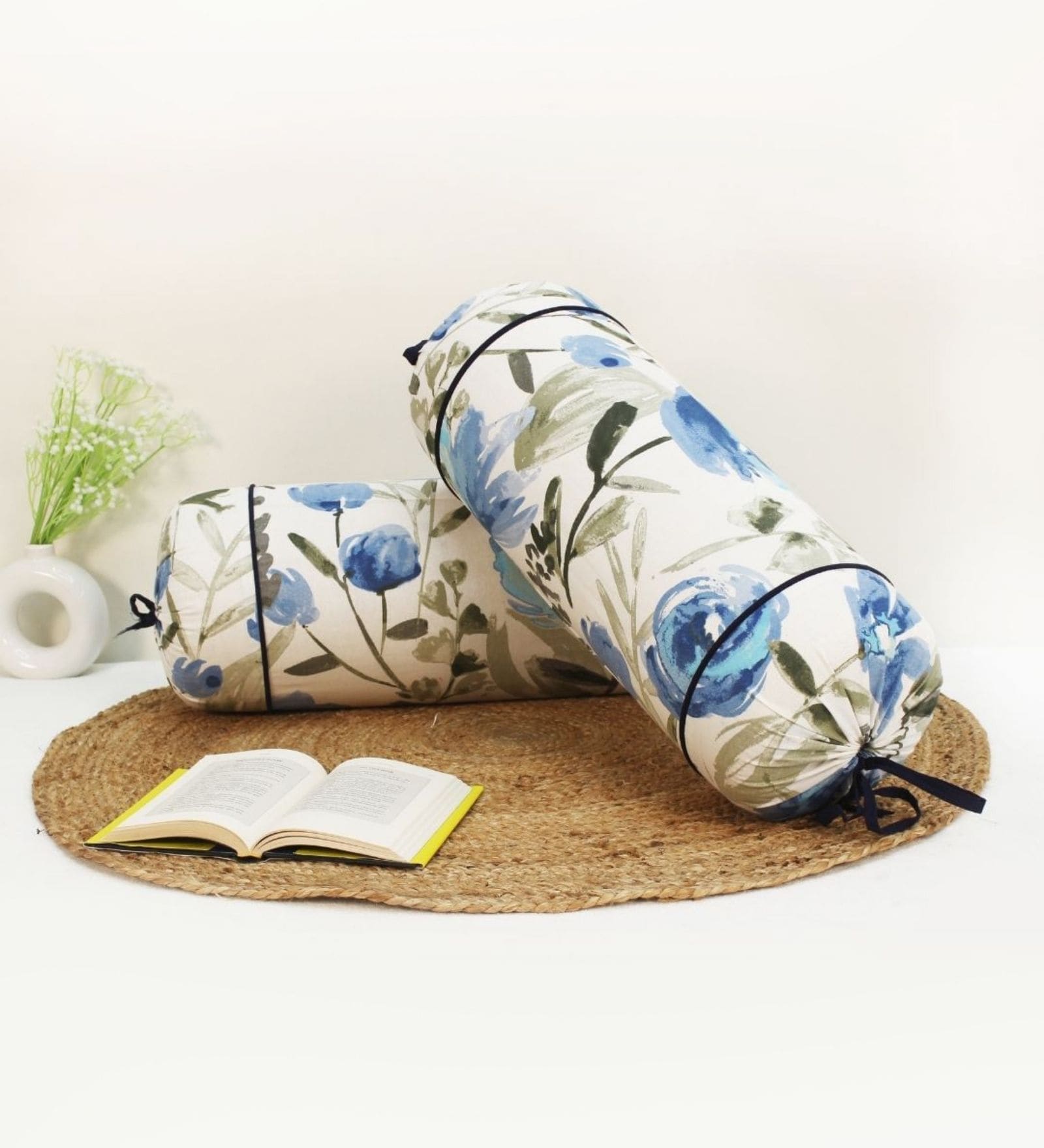 Printed Floral Cotton 2 Pcs Bolster Cover set