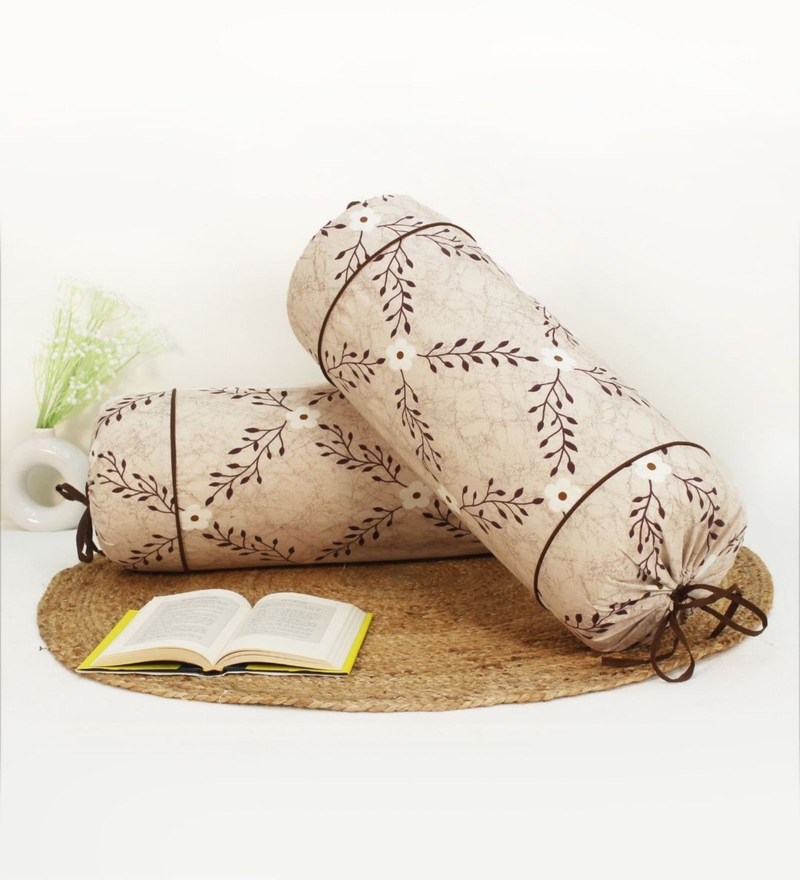 Printed Floral Cotton 2 Pcs Bolster Cover set