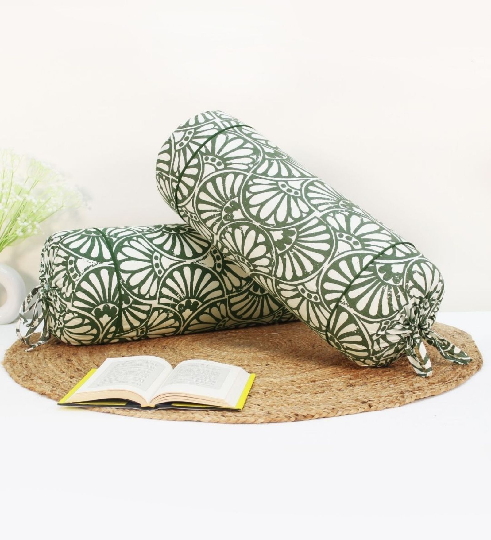 Printed Floral Cotton 2 Pcs Bolster Cover set