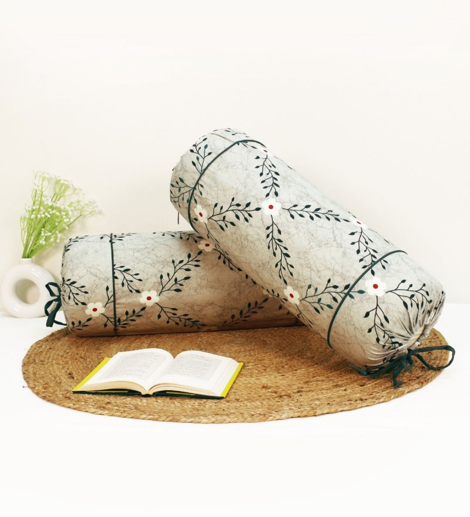 Printed Floral Cotton 2 Pcs Bolster Cover set