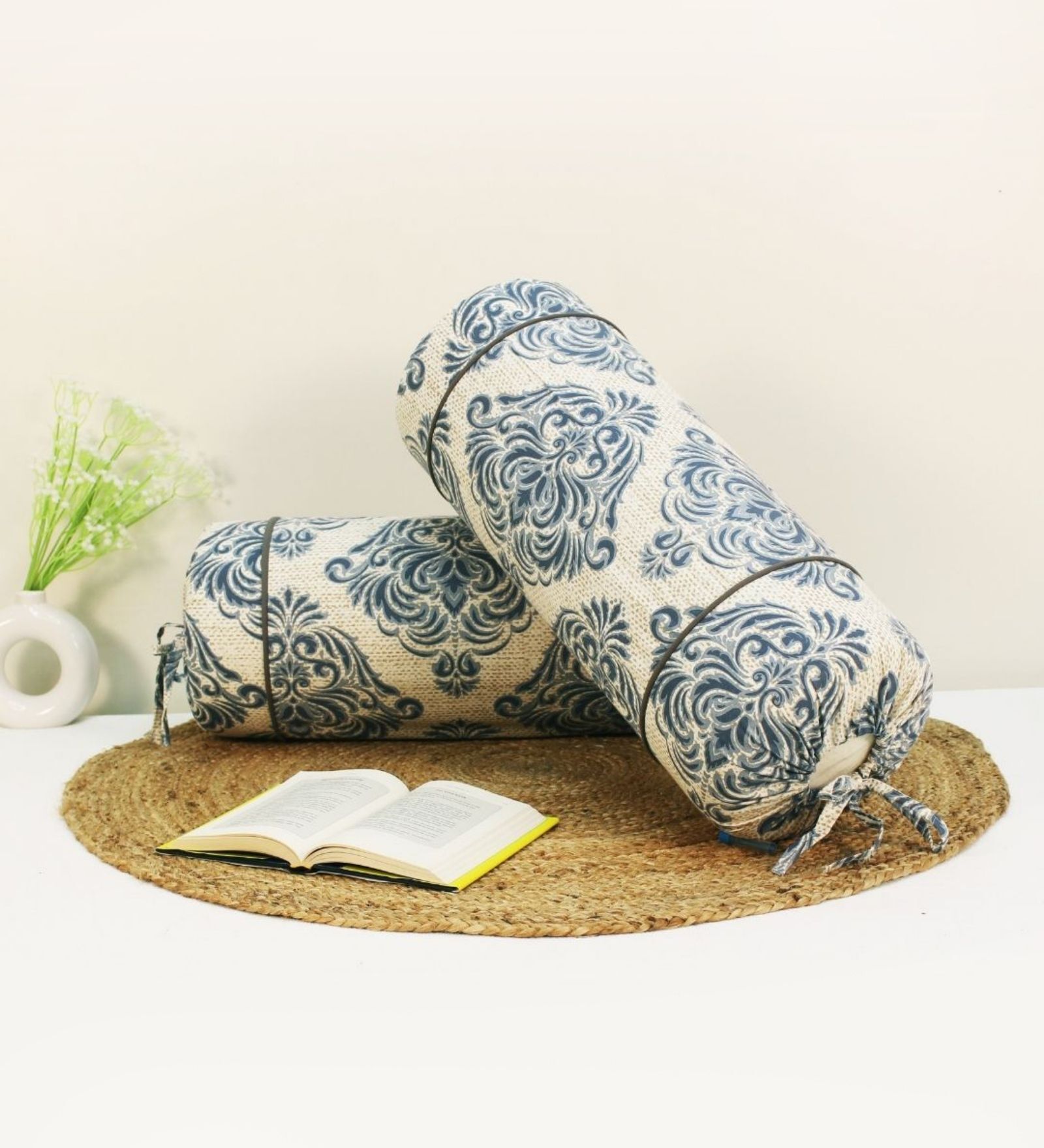 Printed Floral Cotton 2 Pcs Bolster Cover set