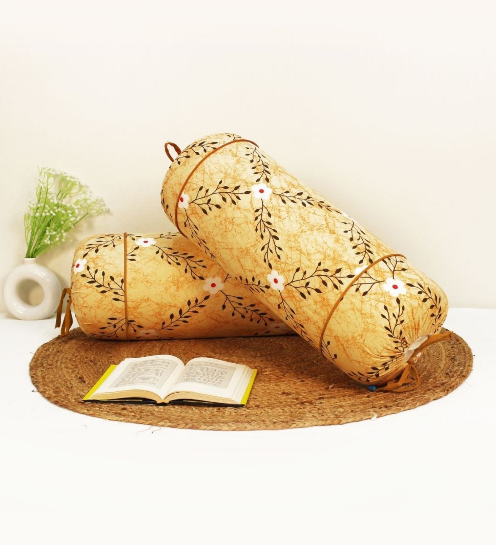 Printed Floral Cotton 2 Pcs Bolster Cover set