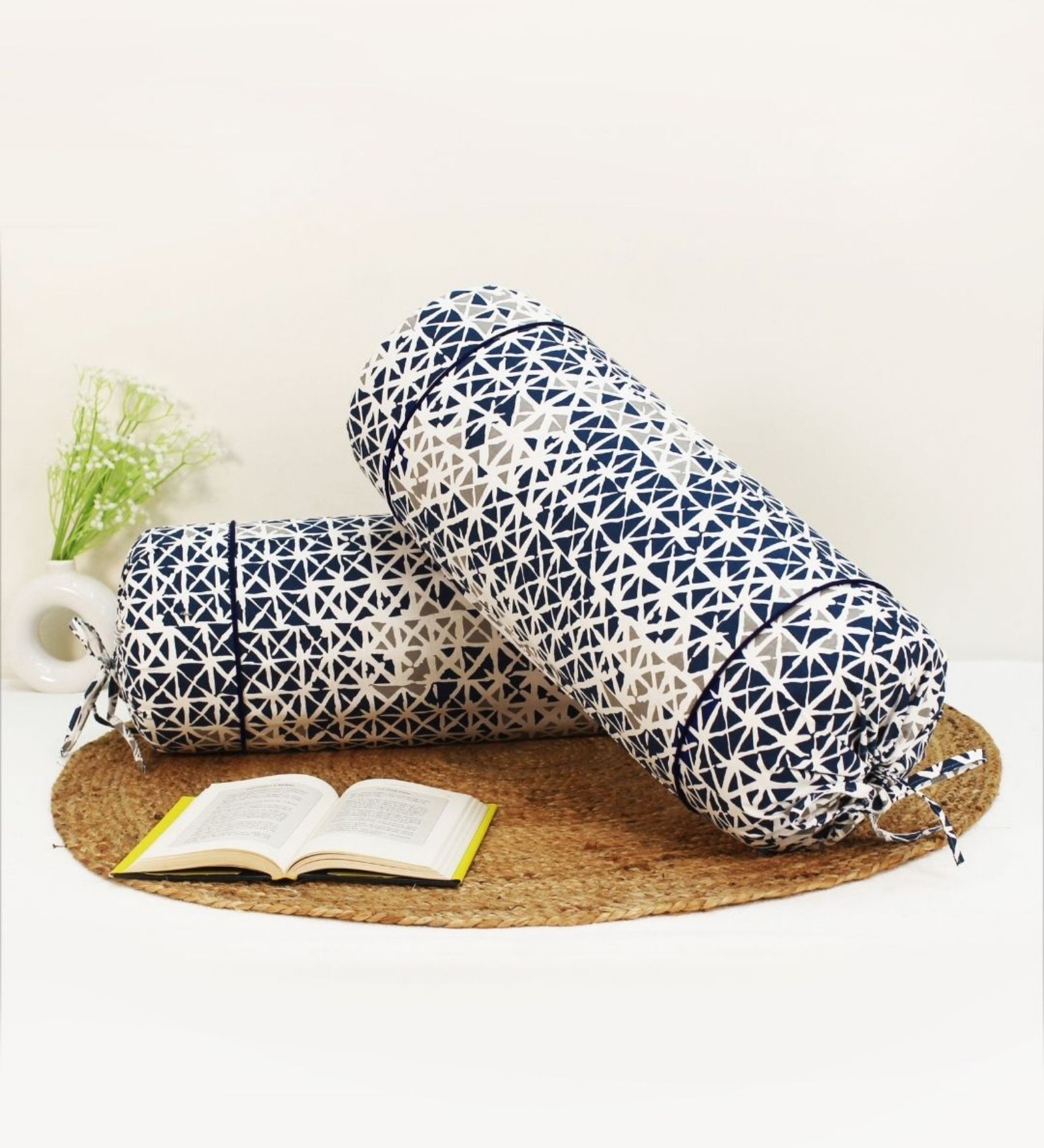 Printed Geometrical Cotton 2 Pcs Bolster Cover set