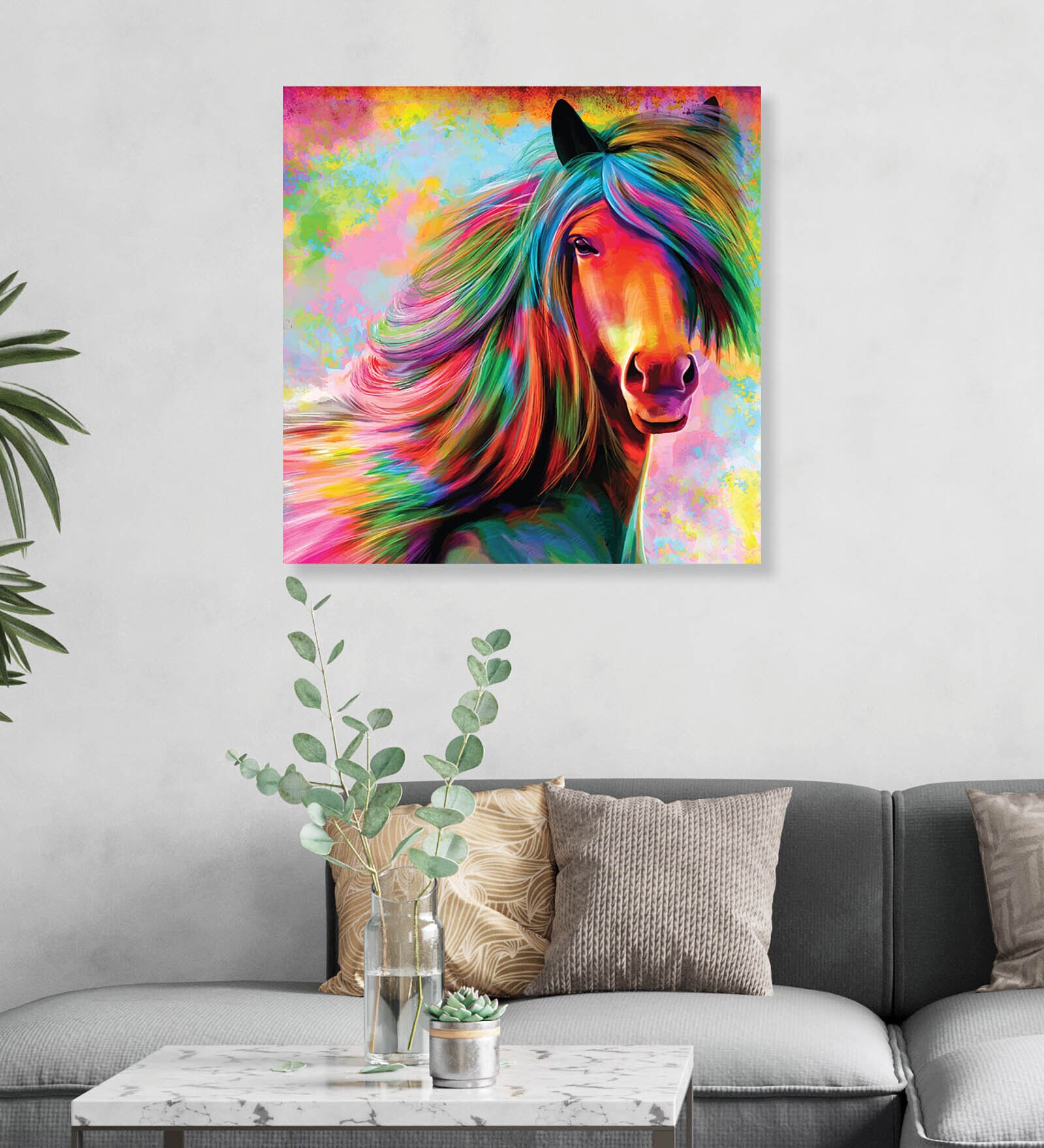 Printed Multicolor Horse (Set Of 1) Canvas Wall