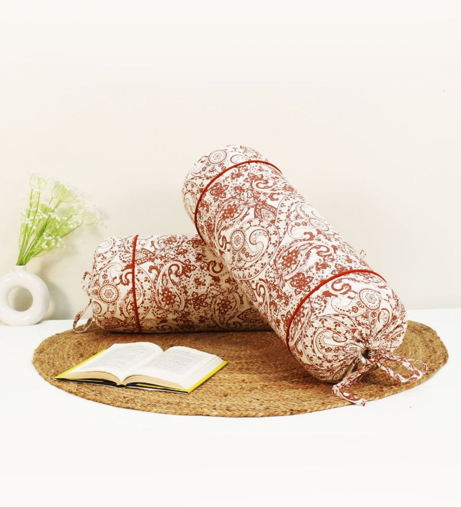 Printed Paisley Cotton 2 Pcs Bolster Cover set