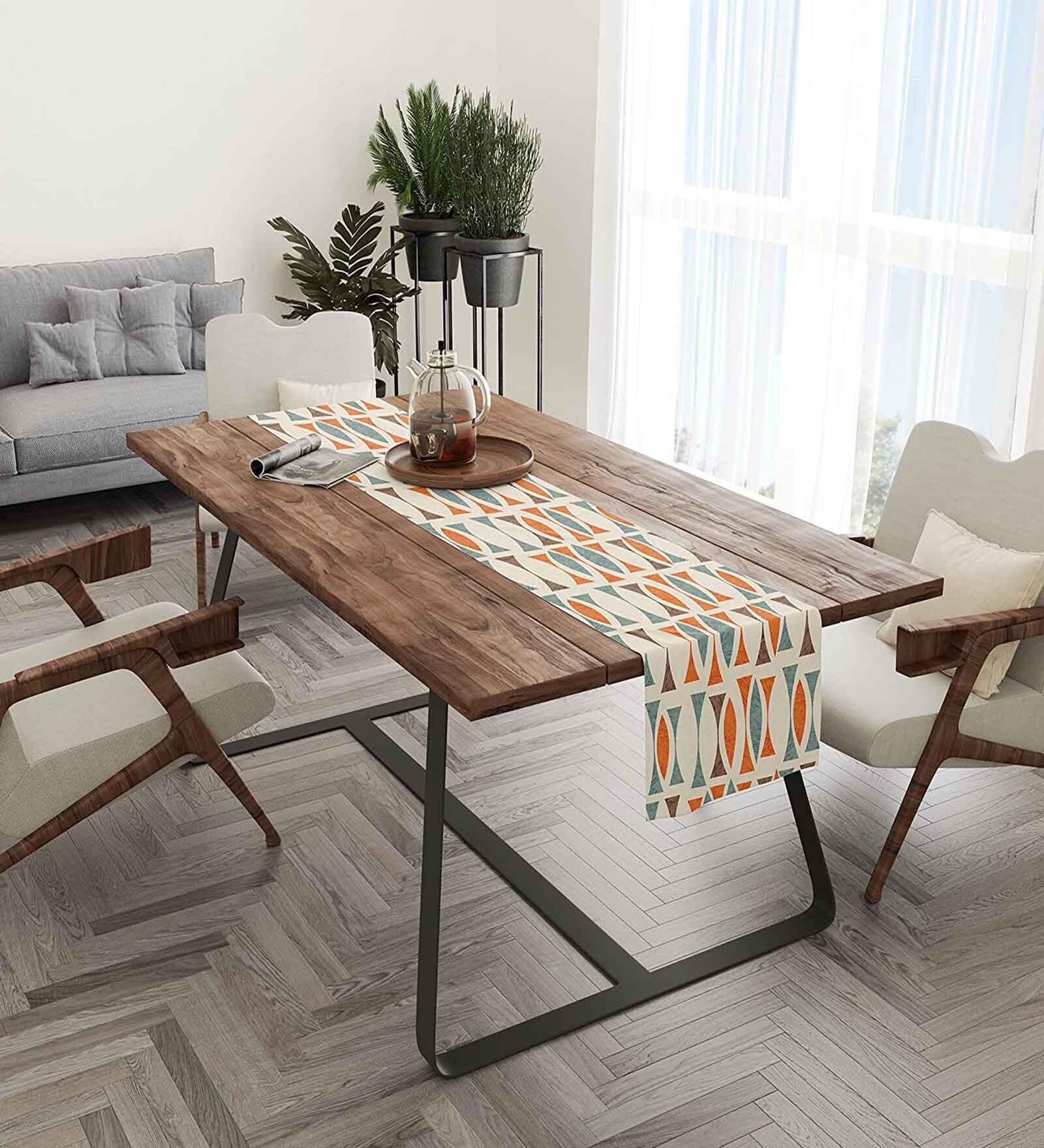 Multicolor Poly Cotton (13 x 72) Geometric Printed Table Runner