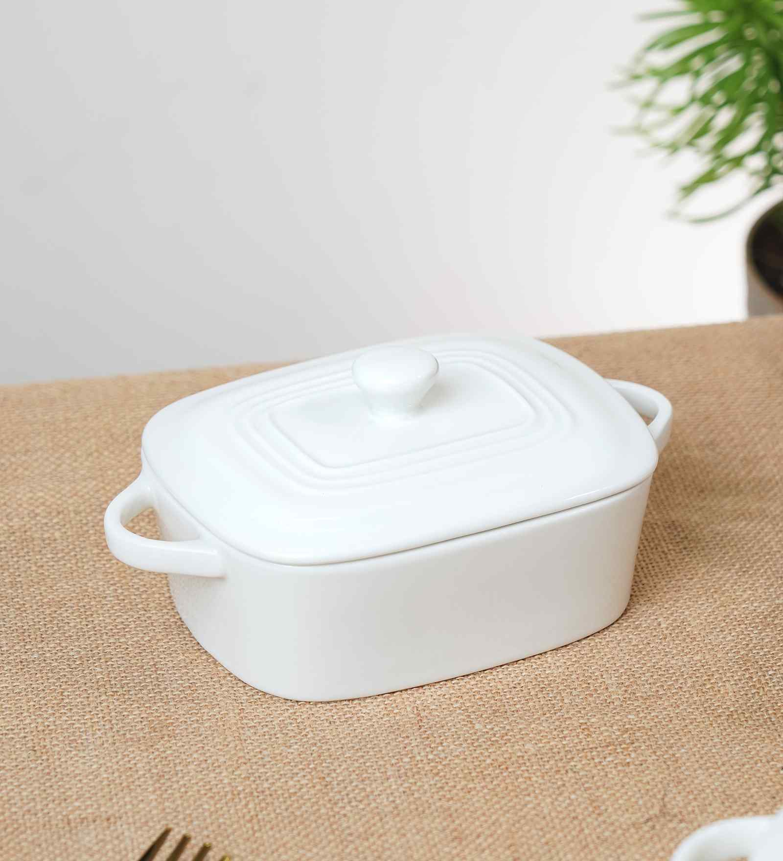 Prisma Rectangle Casserole   14cm | 400ml | Premium Porcelain Oven-to-Table Dish
