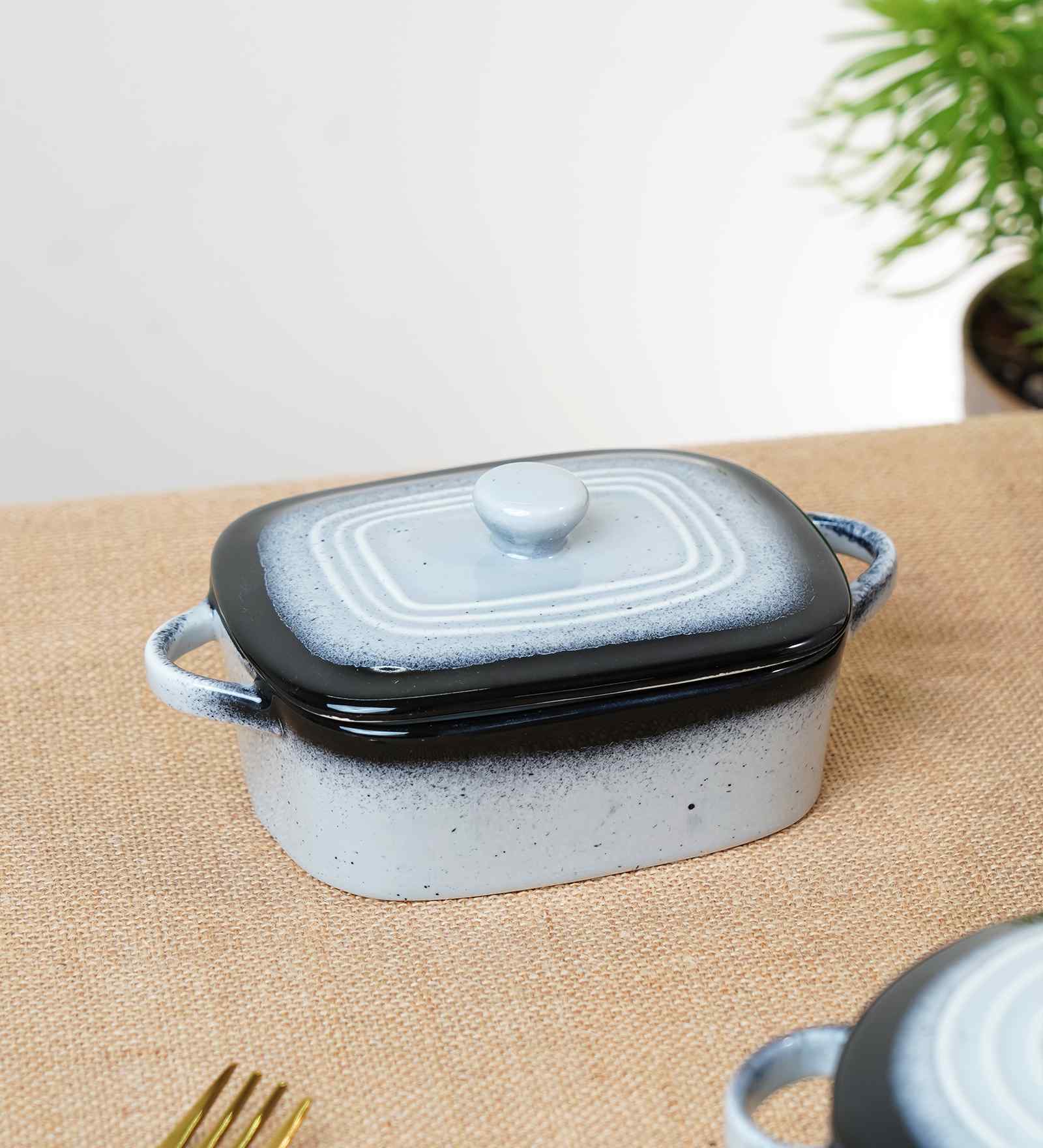 Prisma Rectangle Casserole   14cm | 400ml | Premium Porcelain Oven-to-Table Dish