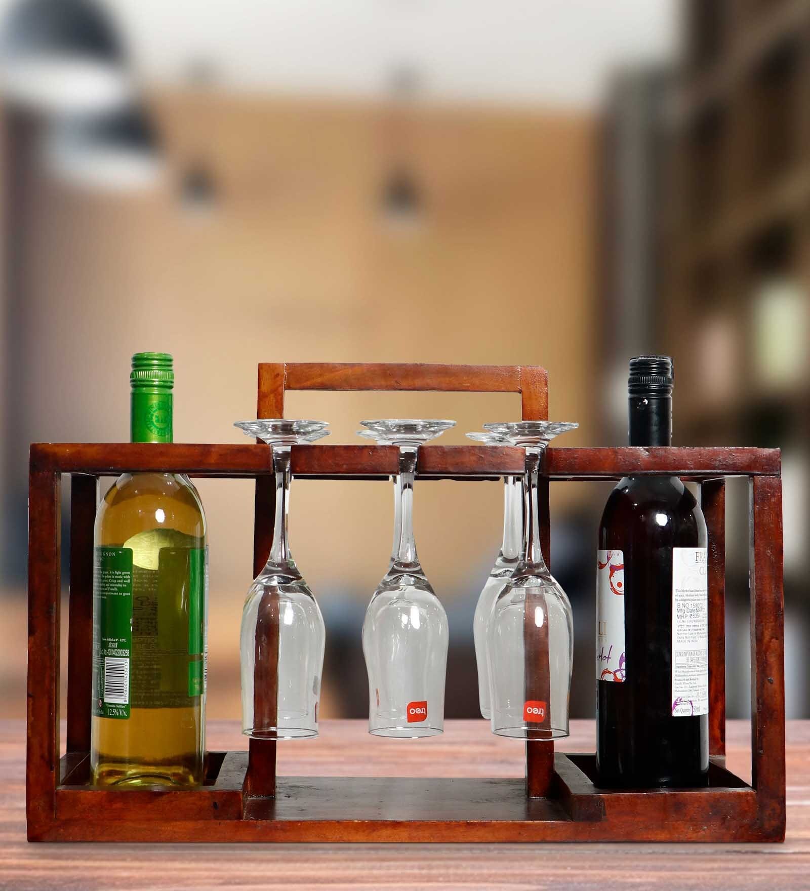Mareita Brown Mango Wood Wine Bottle Holder