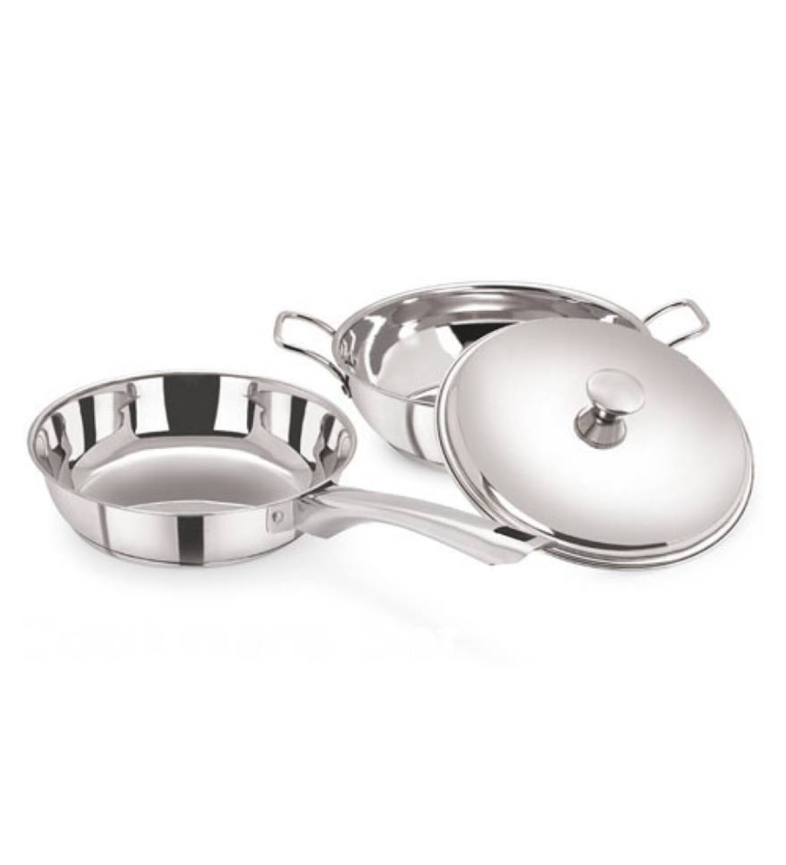 Buy Stainless steel Induction Bottom Cookware Set of 2 with 1 Stainless Steel lid By Pristine