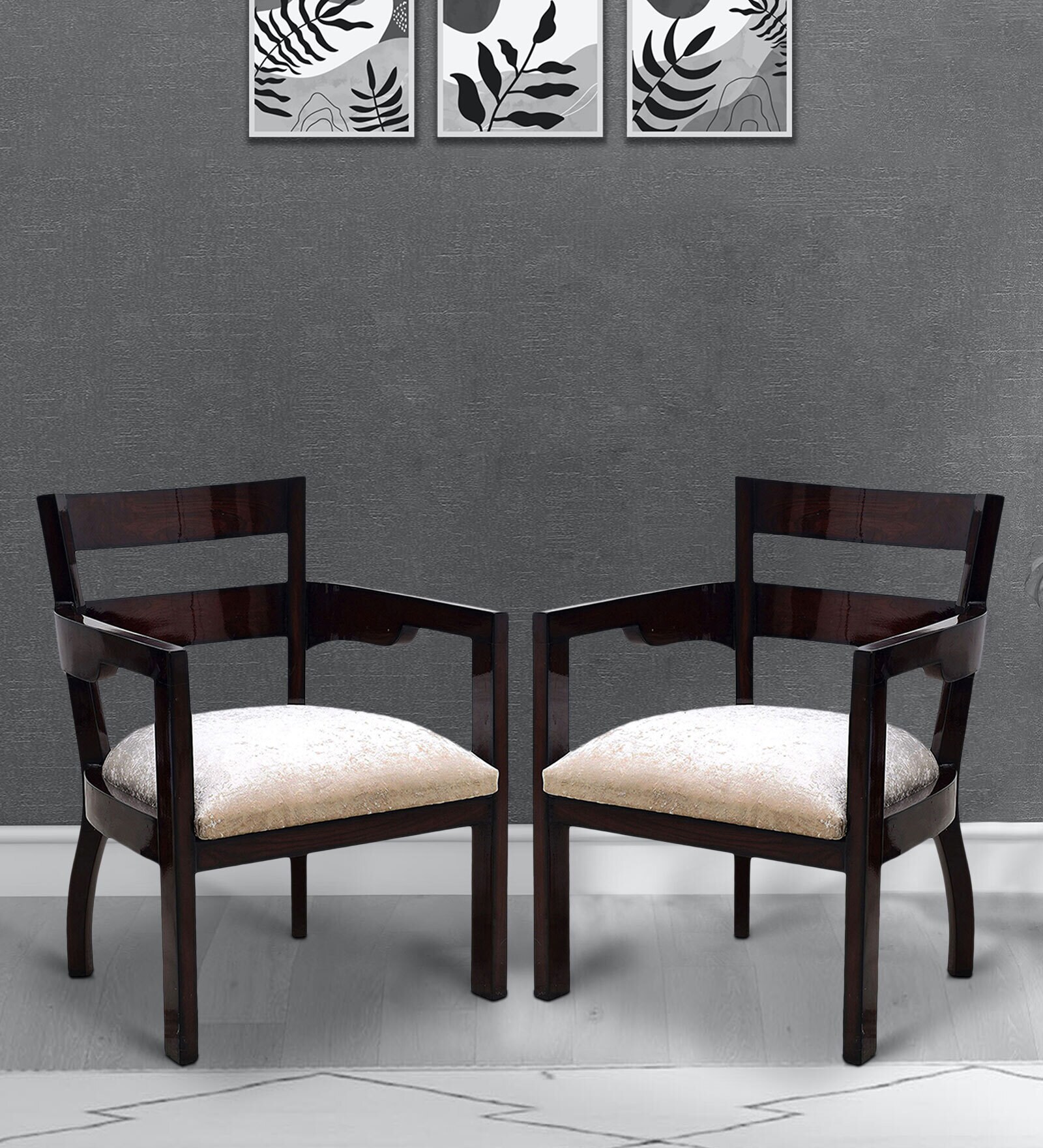 Projakto Arm Chair (Set of 2) in Brown Colour