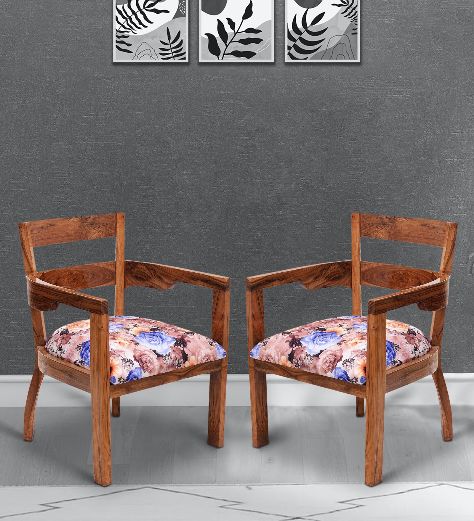 Projakto Arm Chair (Set of 2) in Brown Colour