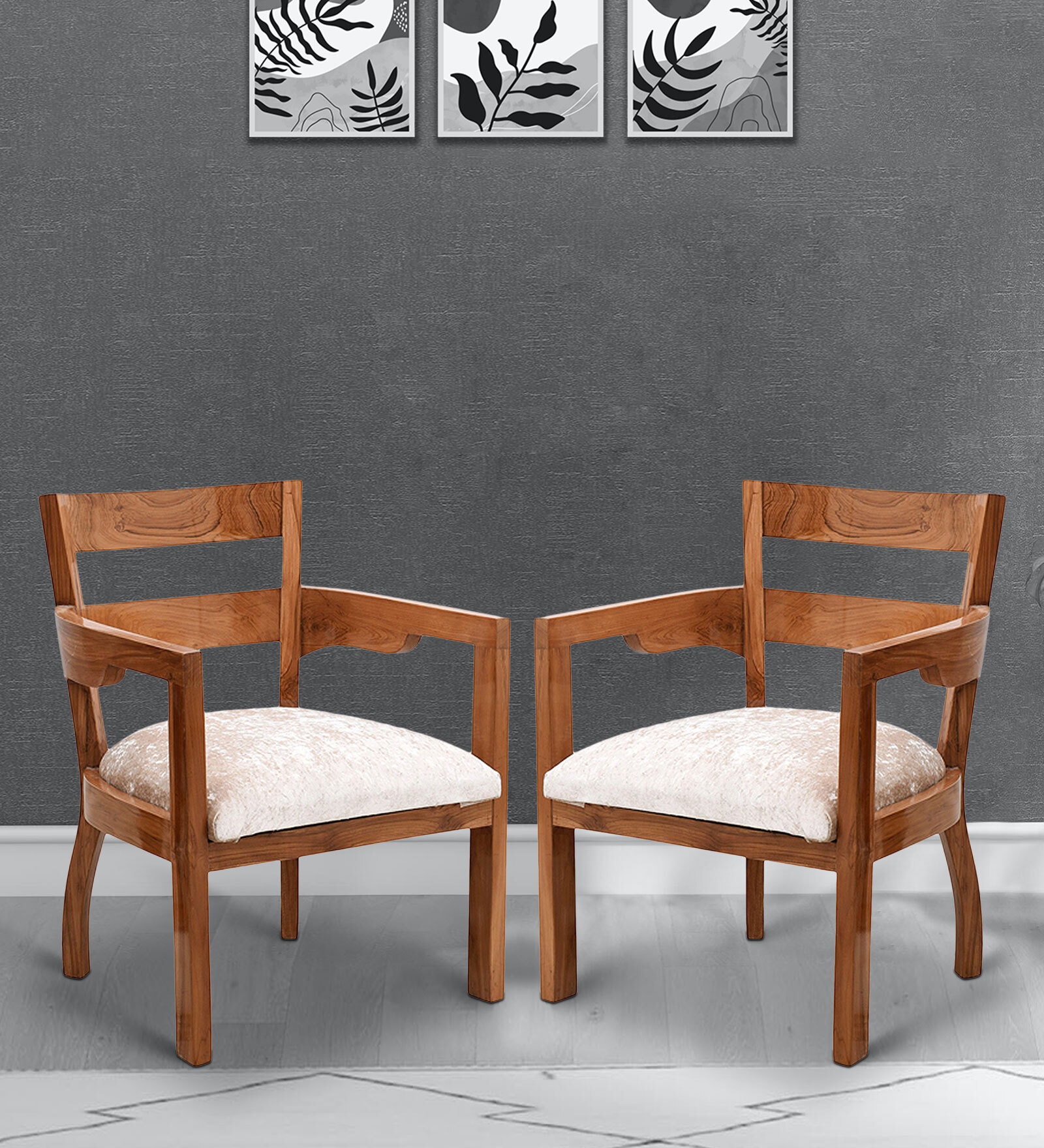 Projakto Arm Chair (Set of 2) in Teak Colour