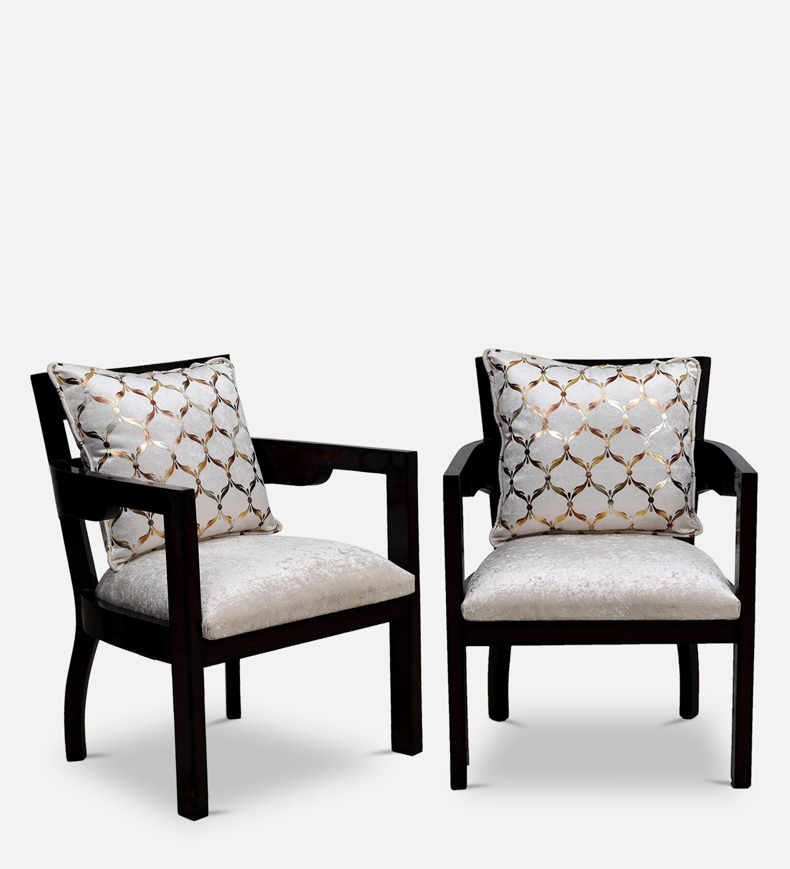 Projakto Solid Wood Arm Chair In Beige Colour Set Of 2