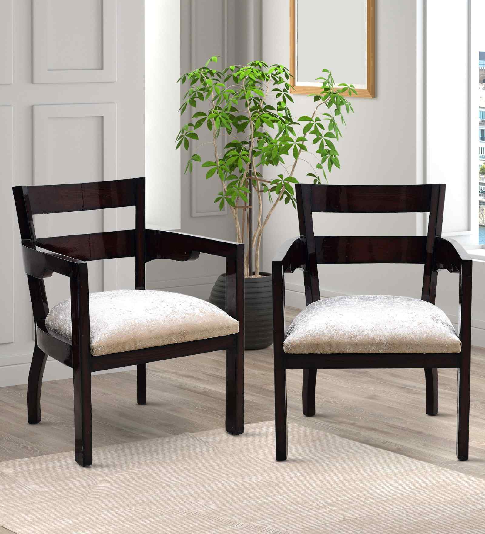 Projakto Teak Wood Living Room Chair In Brown Finish