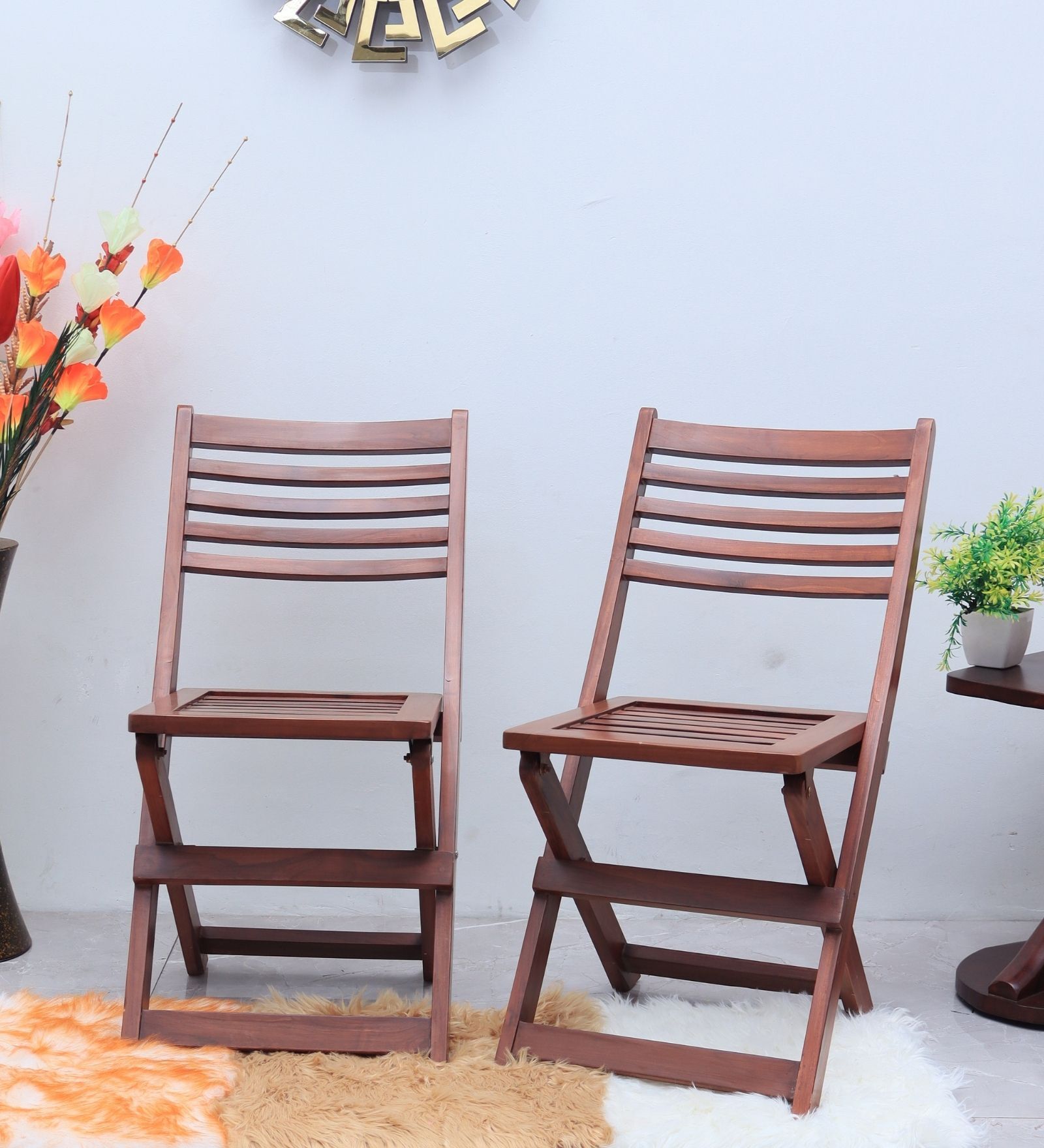 Protico Teak Wood Folding Chair In Brown Colour