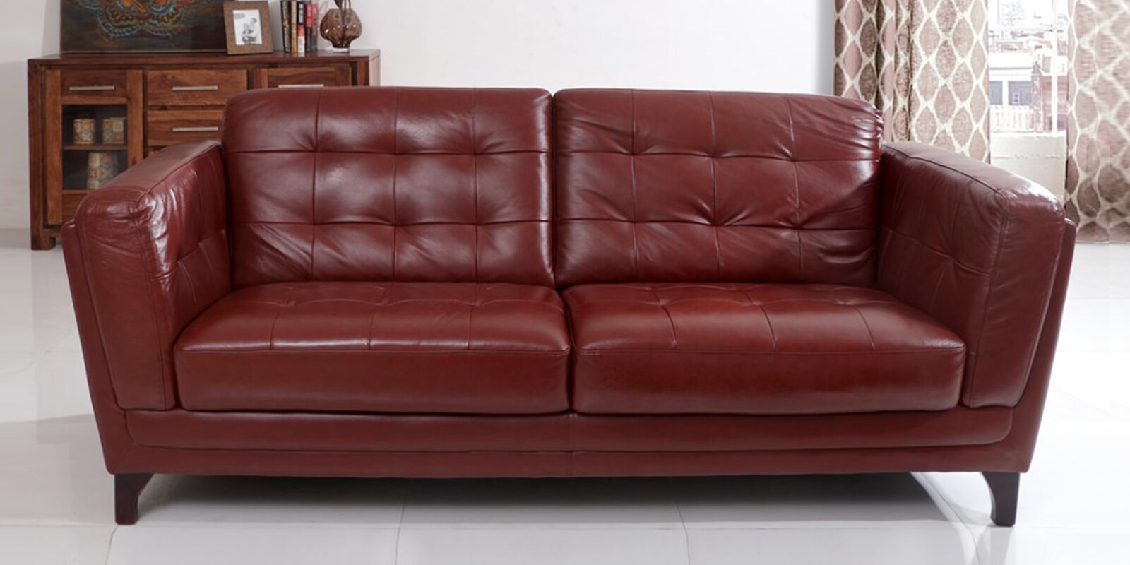 Buy Pretoria Three Seater Sofa in Brown Leather by Evok Online 3