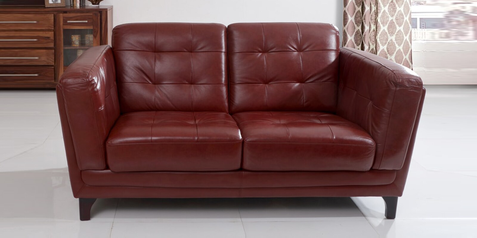 Buy Pretoria Two Seater Sofa in Brown Leather by Evok Online 2 Seater
