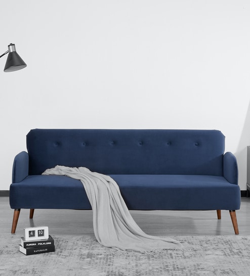 Kiwi Fabric Sofa Cum Bed in Blue Colour